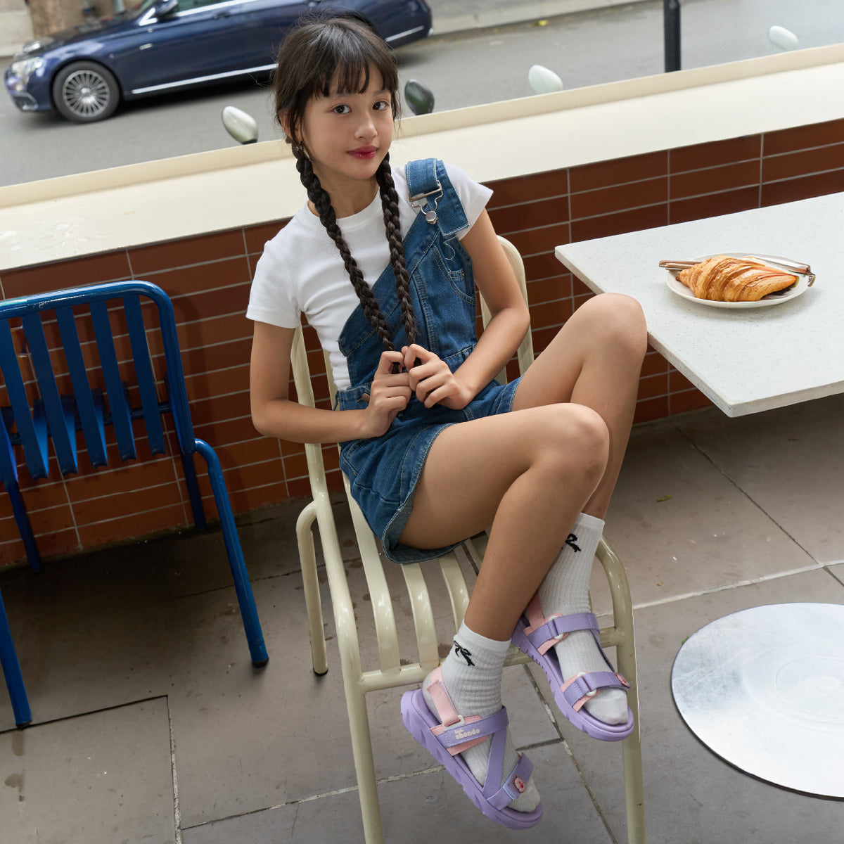 Sandal bé gái Little 6 capybara tím