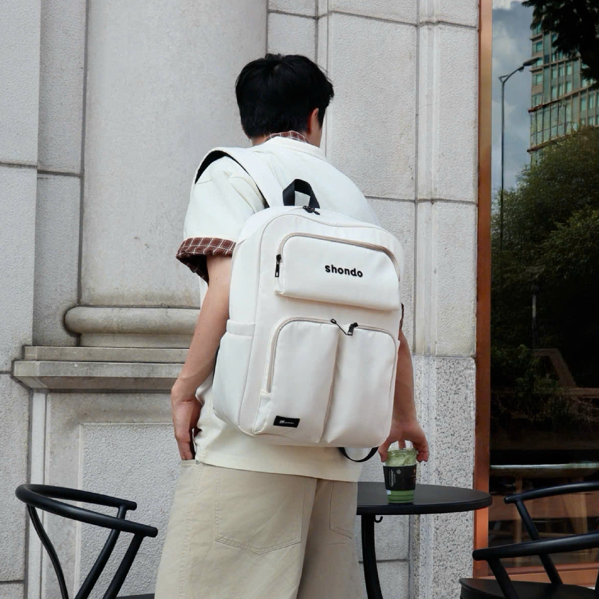 Balo sticker vải dù kem