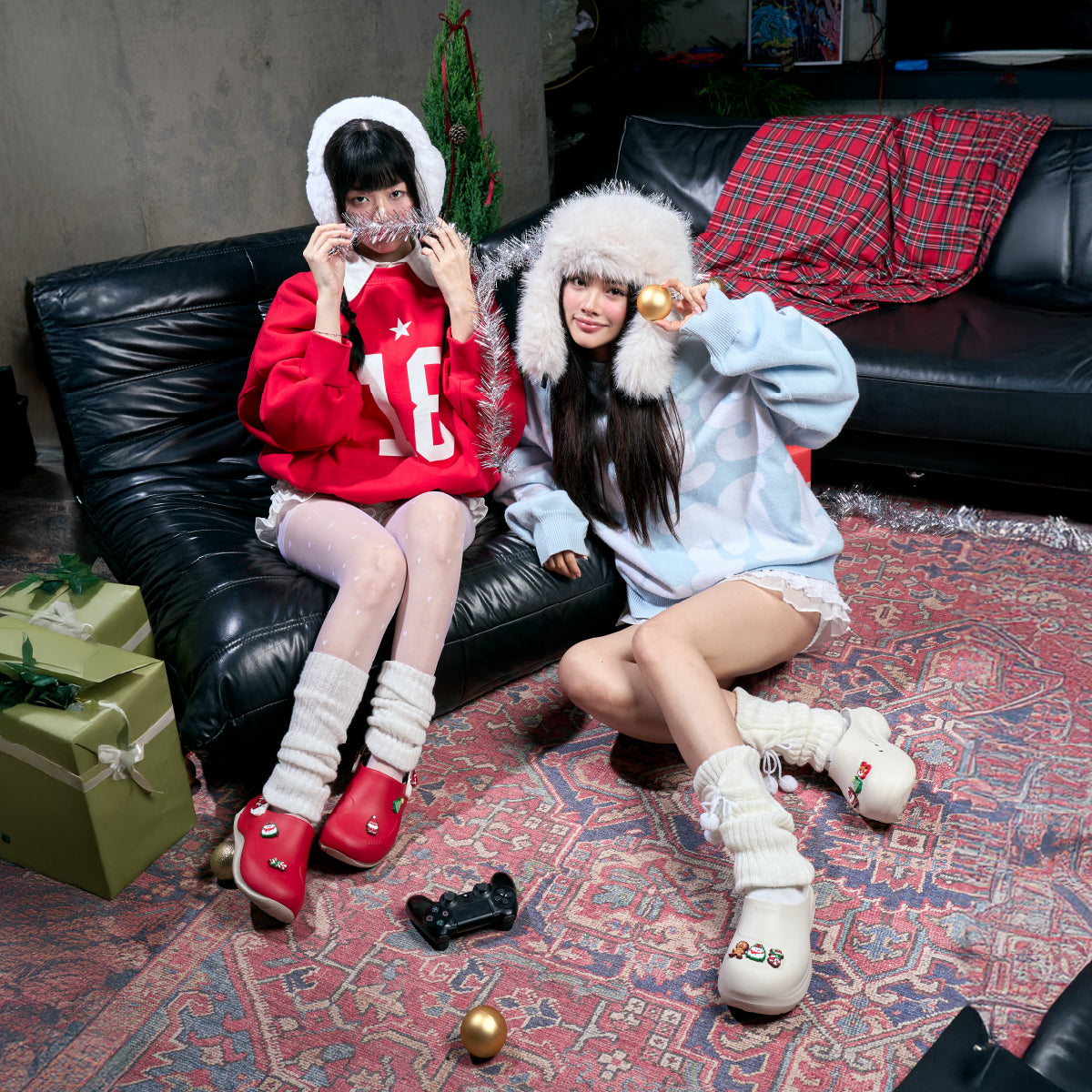 Clog MULE CHIC Limax Christmas nữ trắng kem