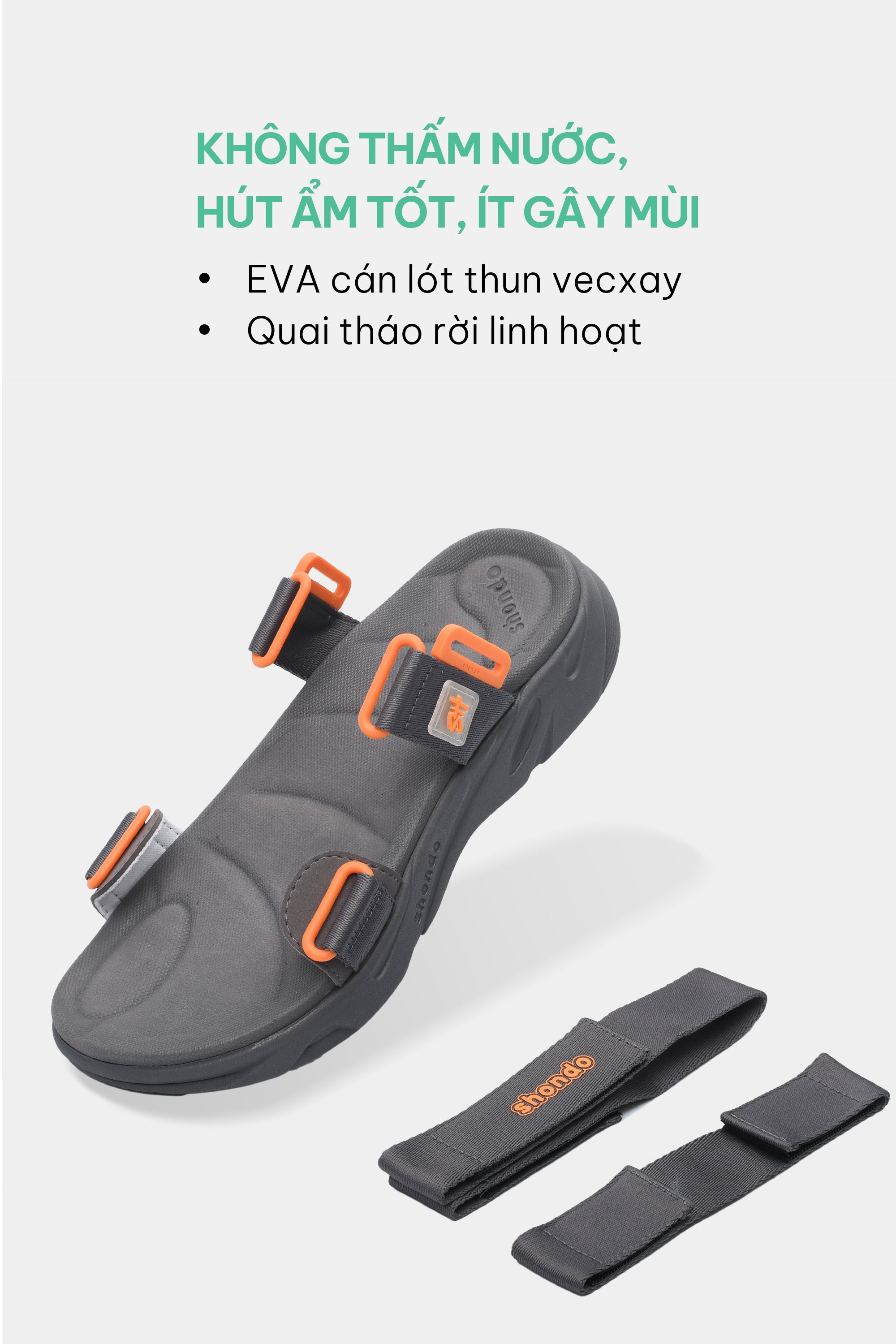 Dark gray F8M men's and women's sandals