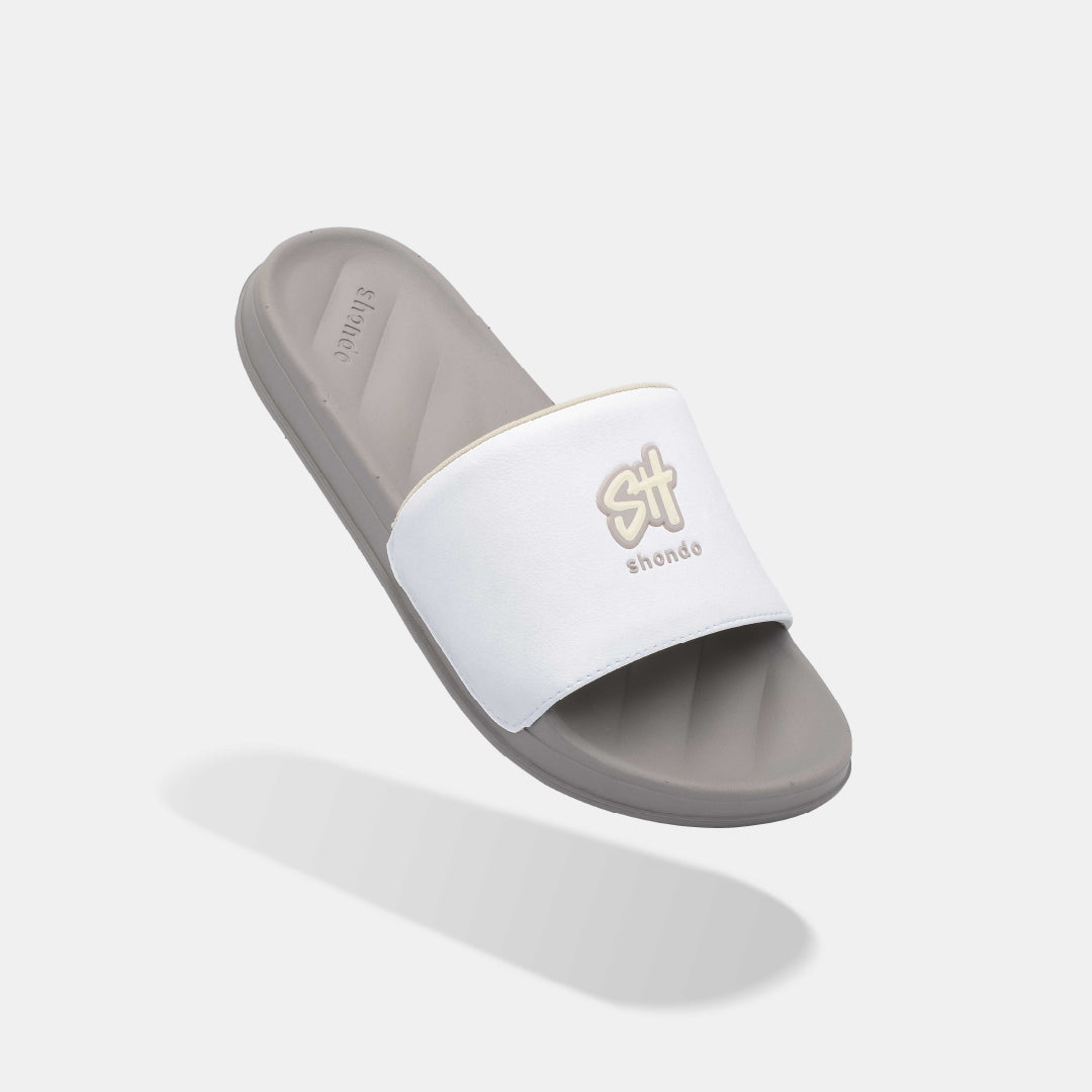 Dép Trendy 2 logo SH TPU nâu trắng