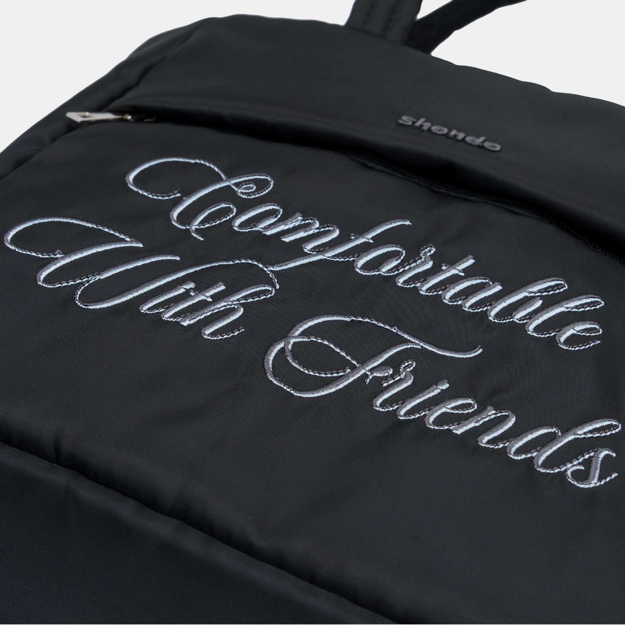 Túi tote phao thêu slogan đen