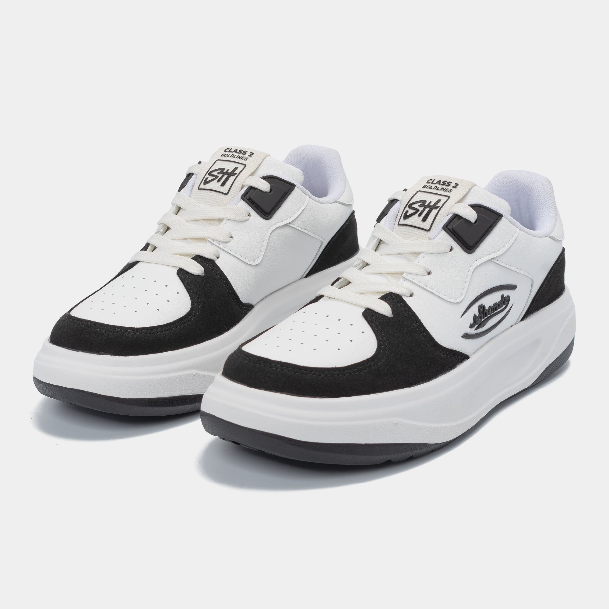 Giày sneaker Class 2 logo Shondo nam nữ trắng đen