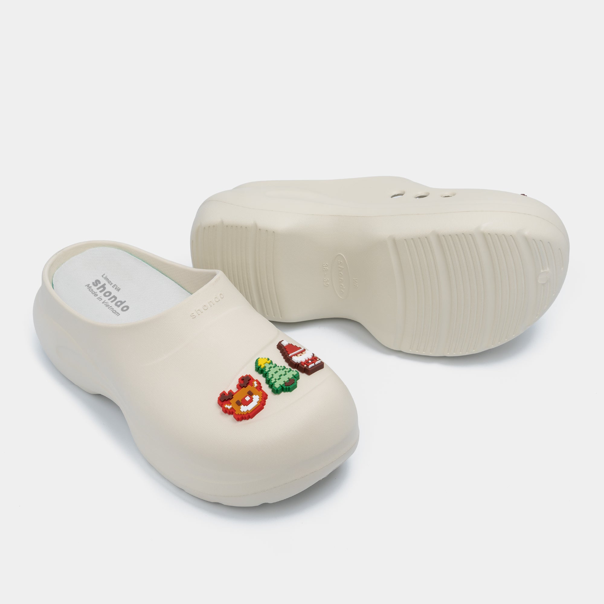 Clog MULE CHIC Limax Christmas nữ trắng kem