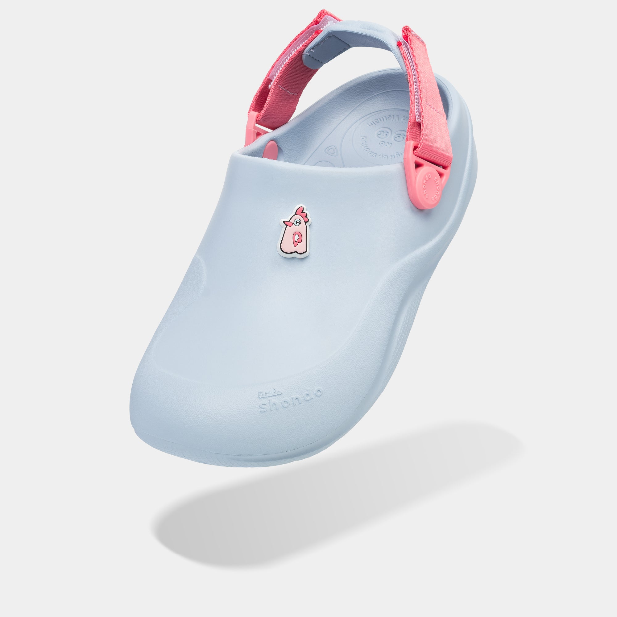 Clog Little Suke bé trai nhựa đúc xanh trời đai hồng dâu