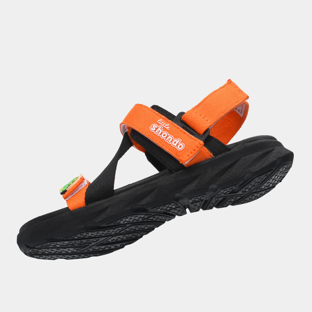 Sandal bé trai Little 6 khủng long đen cam