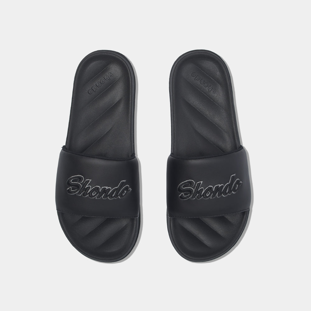 Dép quai ngang Trendy 2 thêu logo Shondo đen