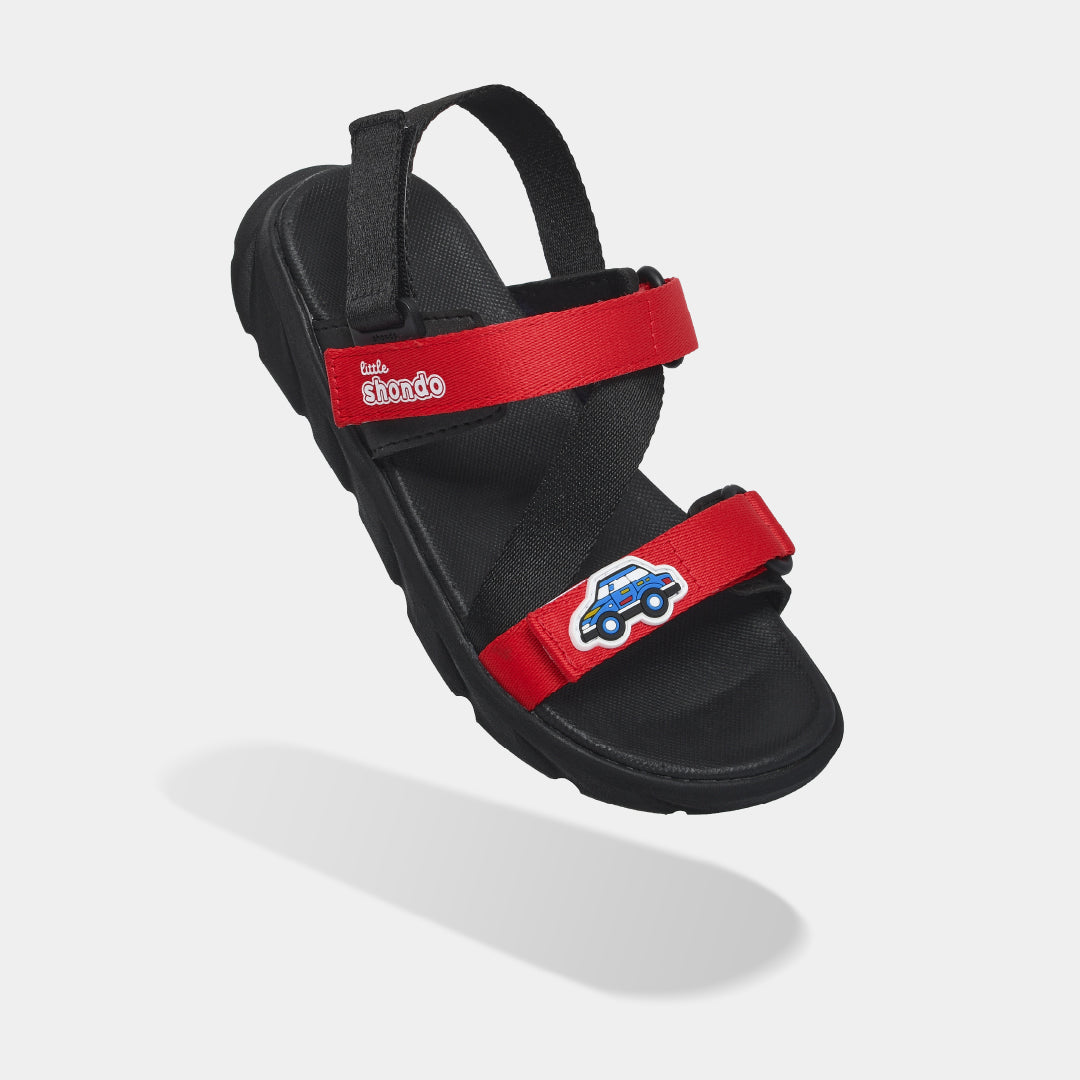 Sandal bé trai Little 6 tem ô tô đen