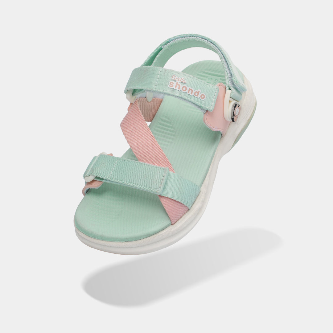 Sandal trẻ em Little 8 quai xoay xanh