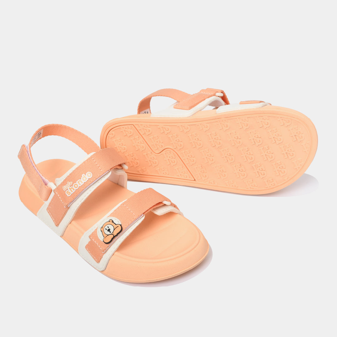 Sandal bé gái Little 3 hồng trắng kem gấu