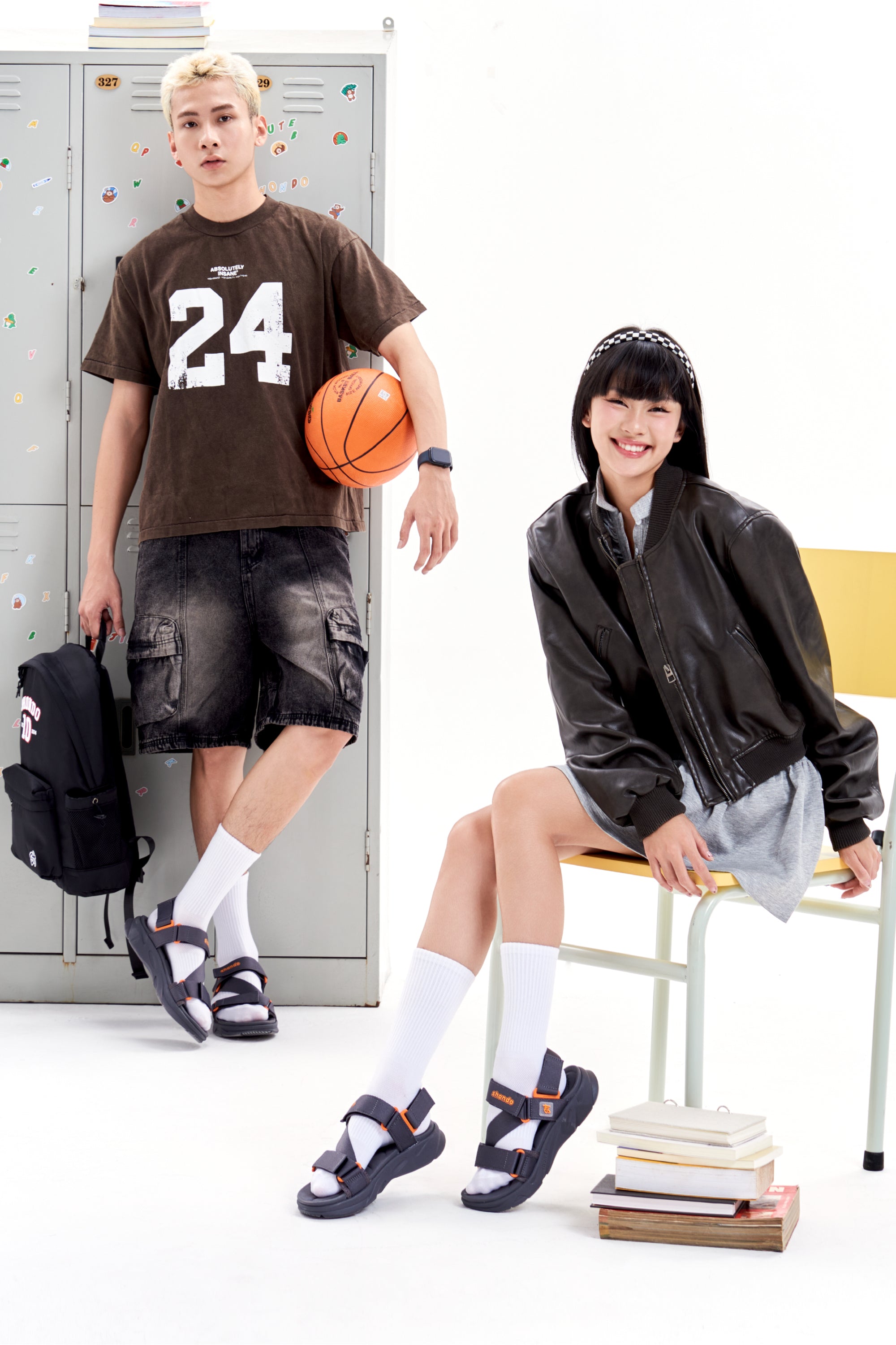 Dark gray F8M men's and women's sandals