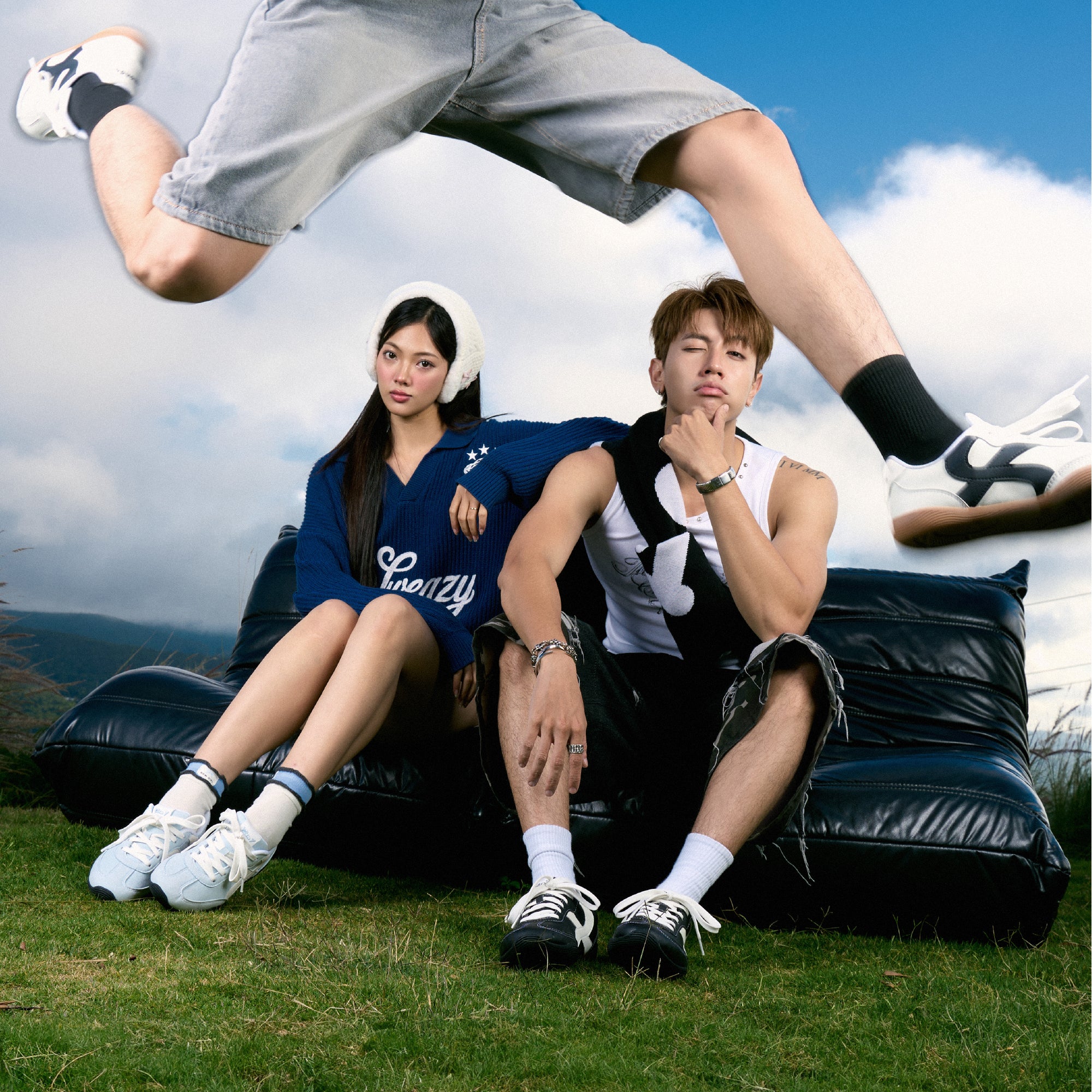 Giày Sneaker Shondo Class 7 Đế Thấp Nữ Màu Xanh Dương