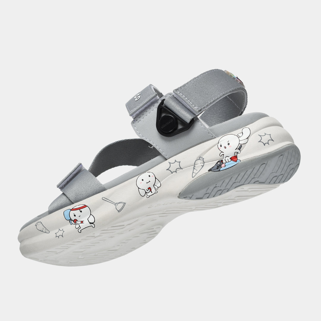 Sandal F8B T7M nam nữ khóa xoay xám