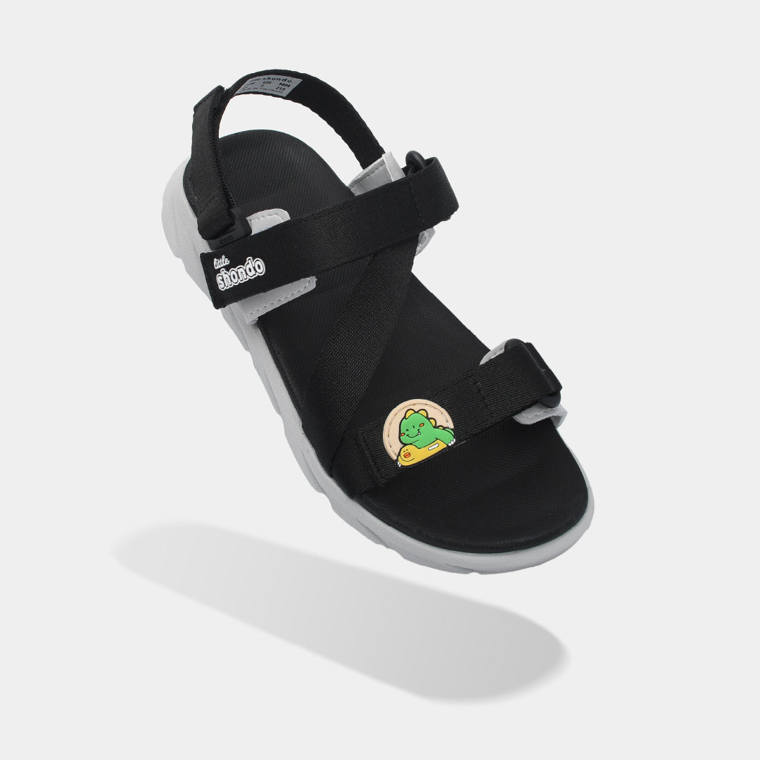 Sandal bé trai Little 6 khủng long đen