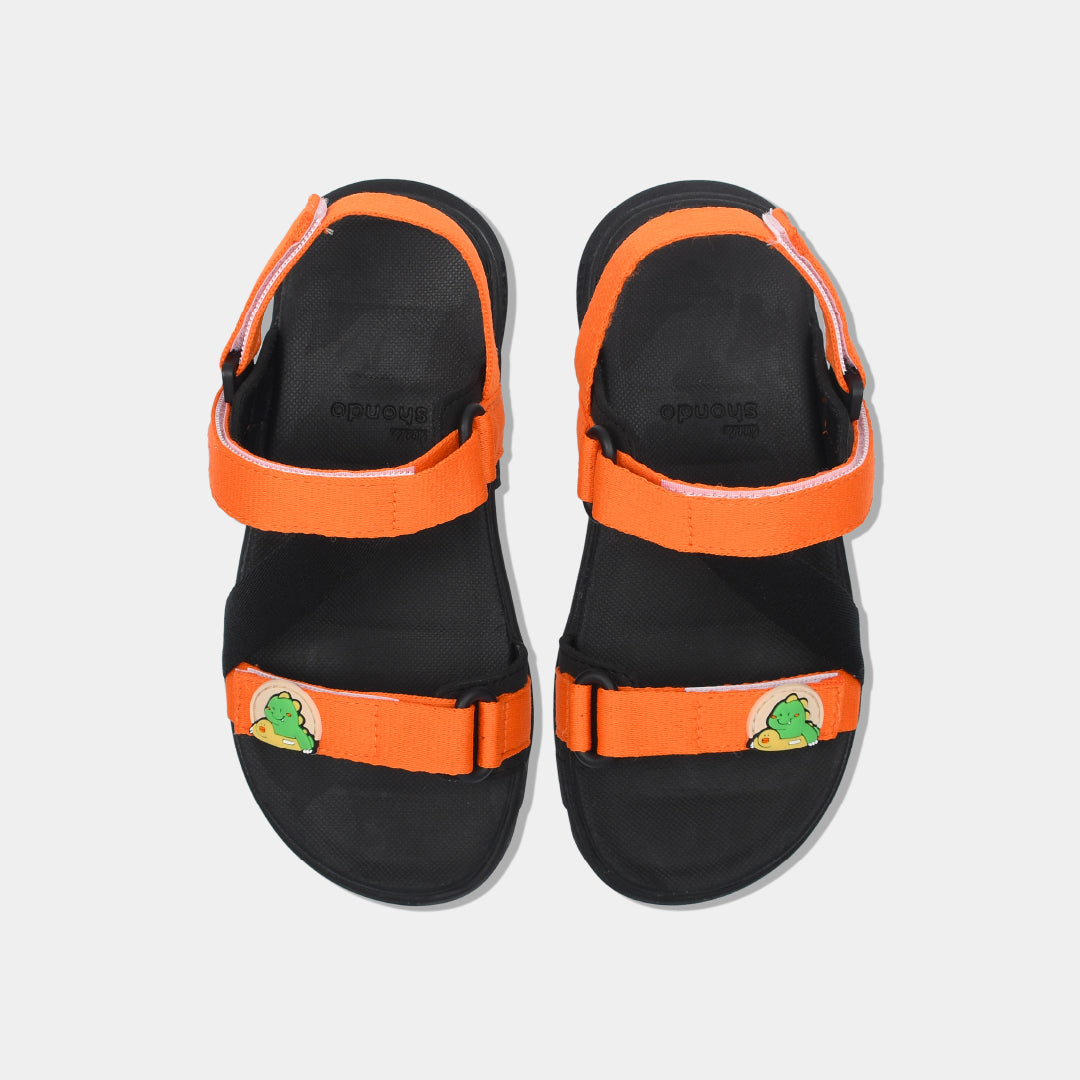 Sandal bé trai Little 6 khủng long đen cam