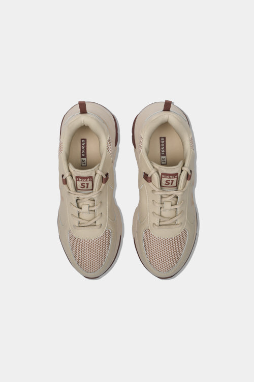 Chunky beige brown men's and women's sneakers