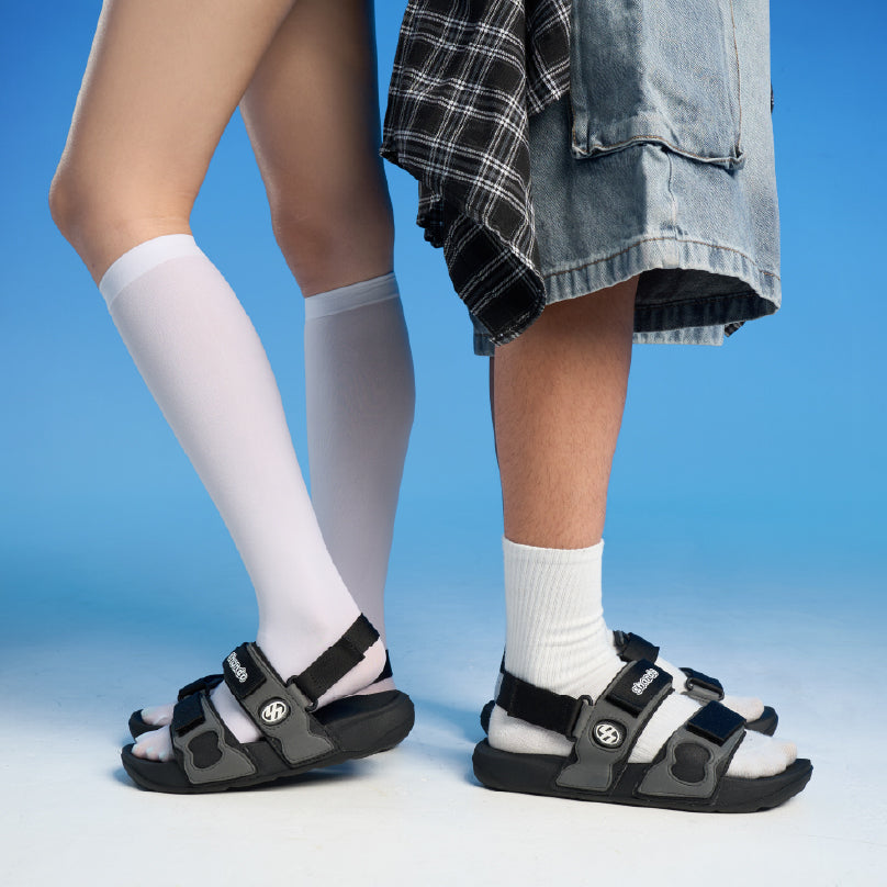 Sandal Platy 7 quai ngang unisex đen