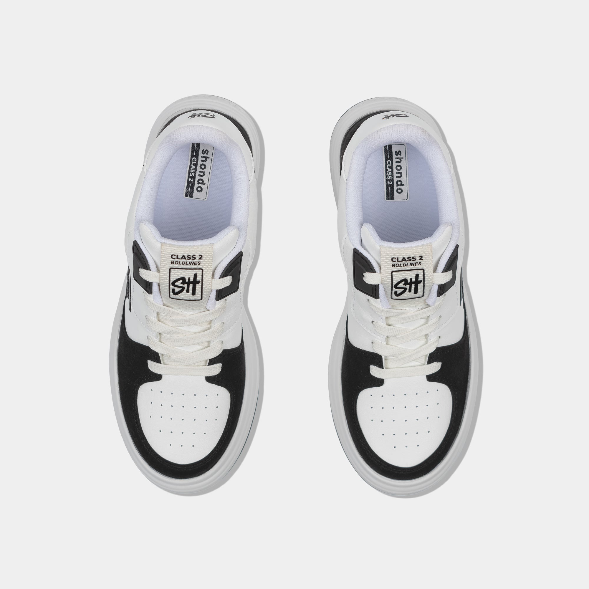 Giày sneaker Class 2 logo Shondo nam nữ trắng đen
