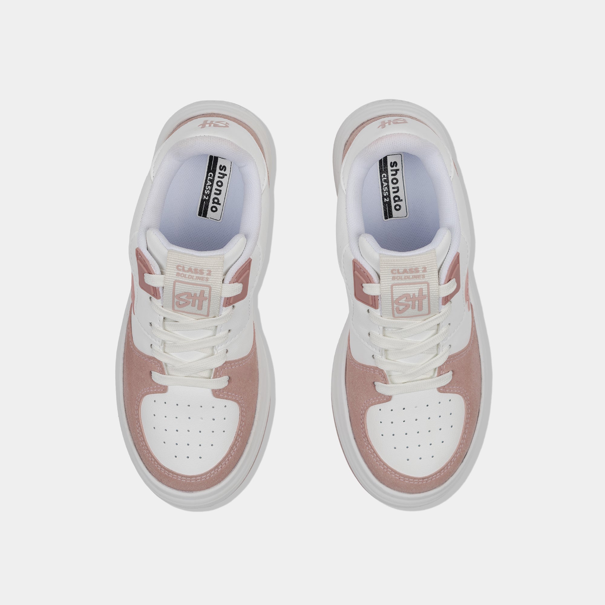 Giày sneaker Class 2 logo Shondo nữ trắng hồng