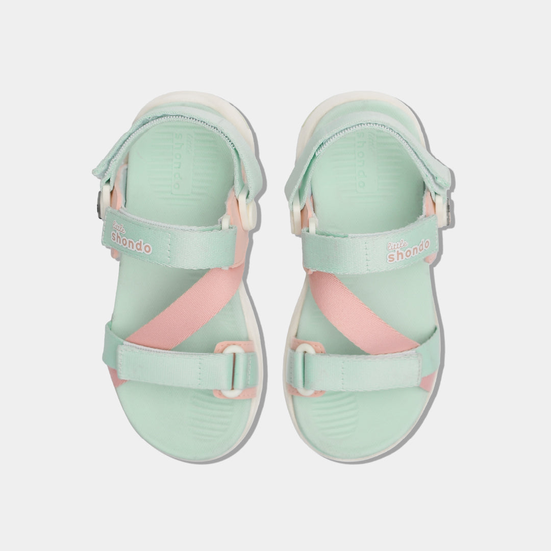 Sandal trẻ em Little 8 quai xoay xanh