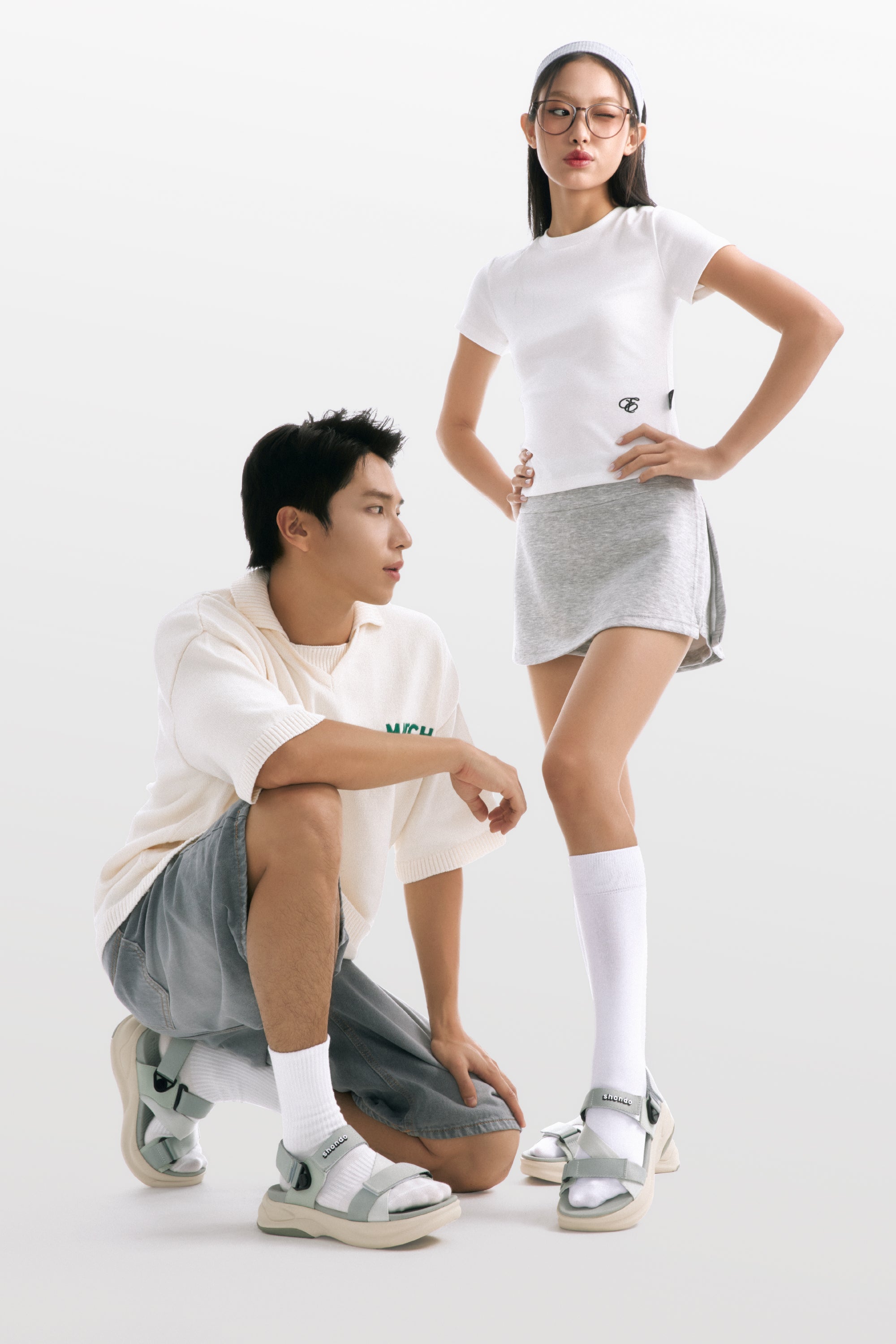 Sandal nam nữ F8B quai xoay xanh mint