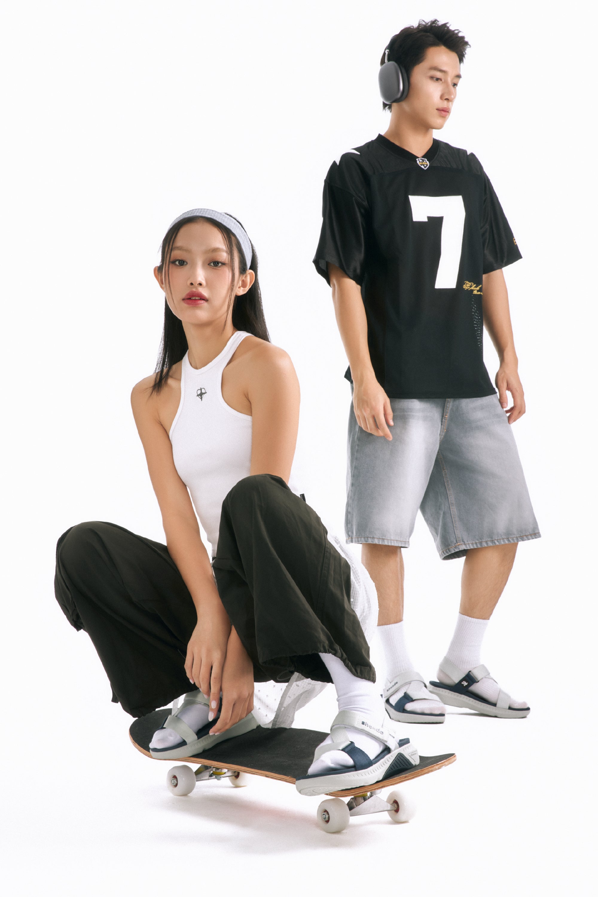 Sandal nam nữ F7R xám rêu xanh dương
