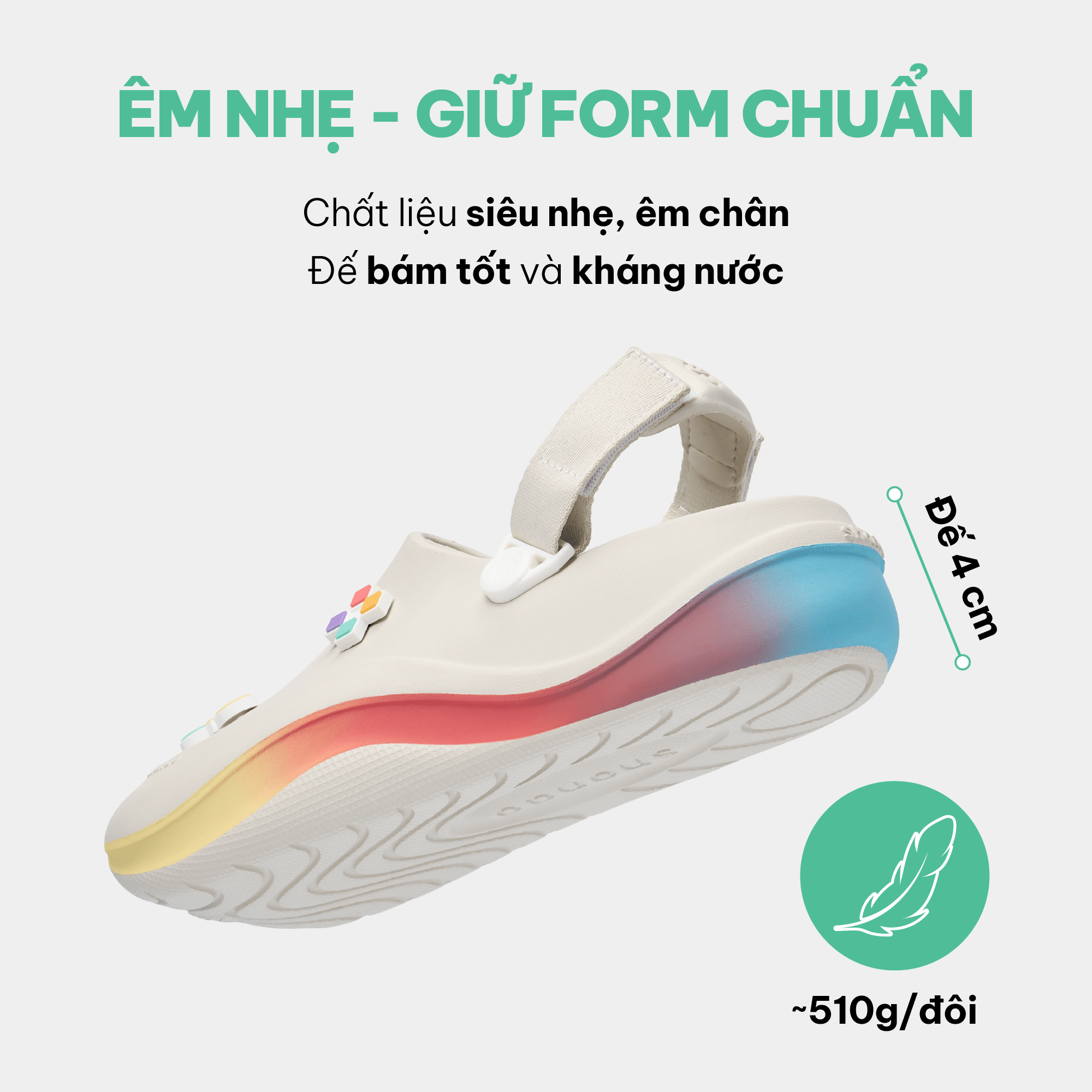 Clog Suke PRIDE unisex trắng kem