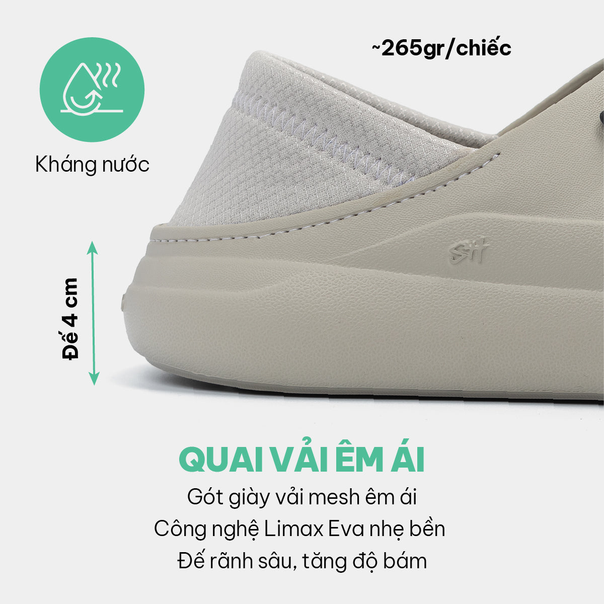 Giày sneaker Class 3 không dây xám rêu