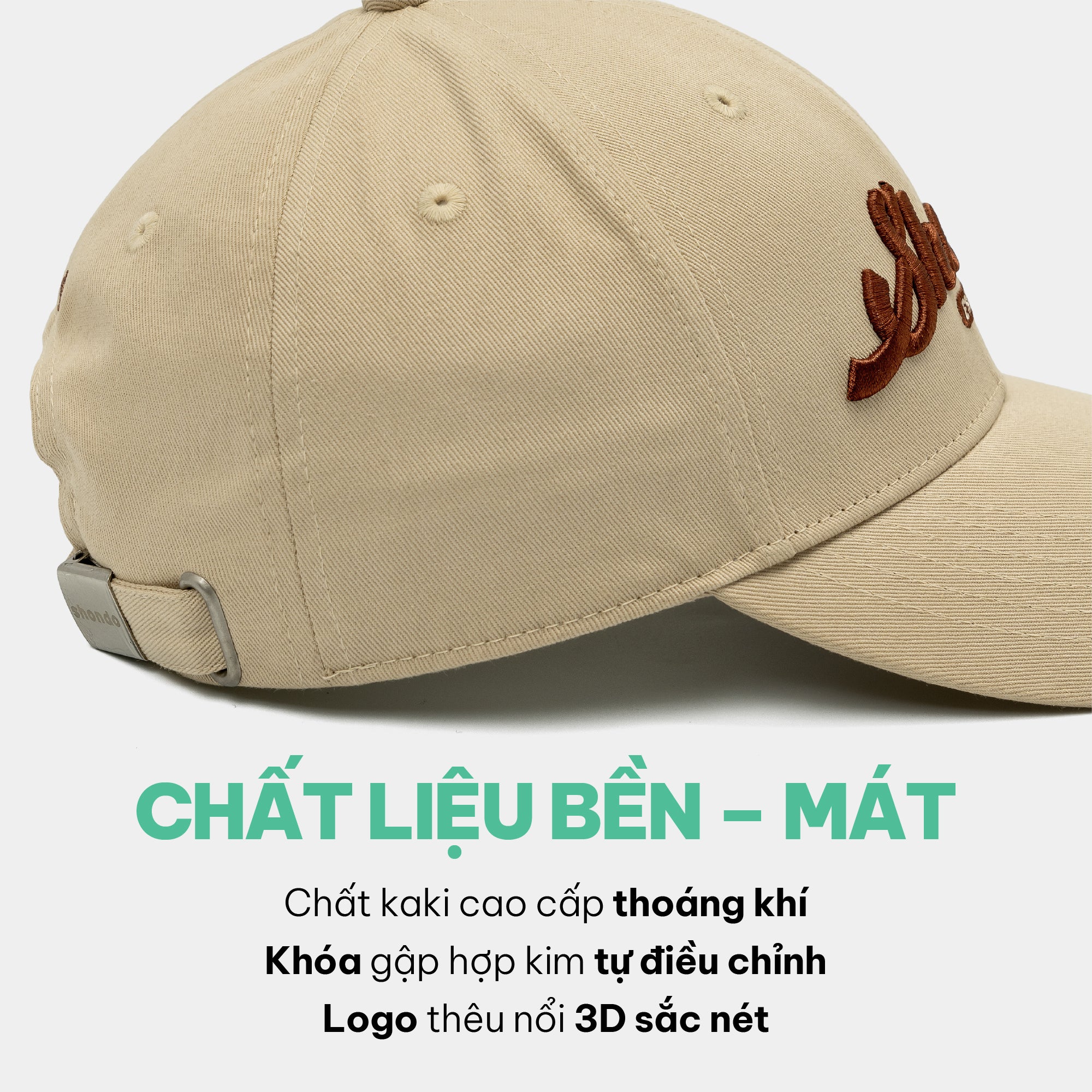 Nón lưỡi trai thêu logo Shondo be