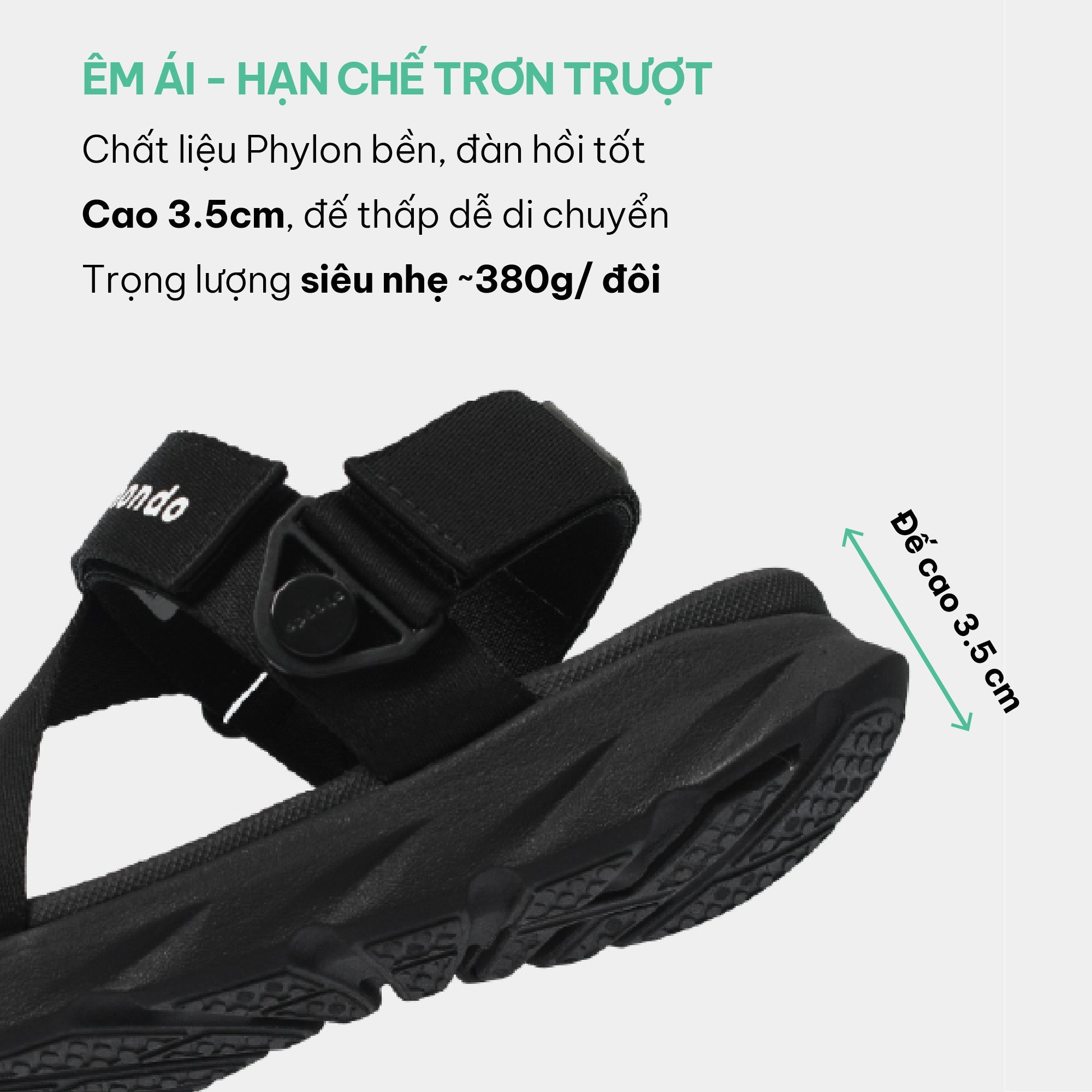 Sandal nam nữ F6S quai xoay full đen