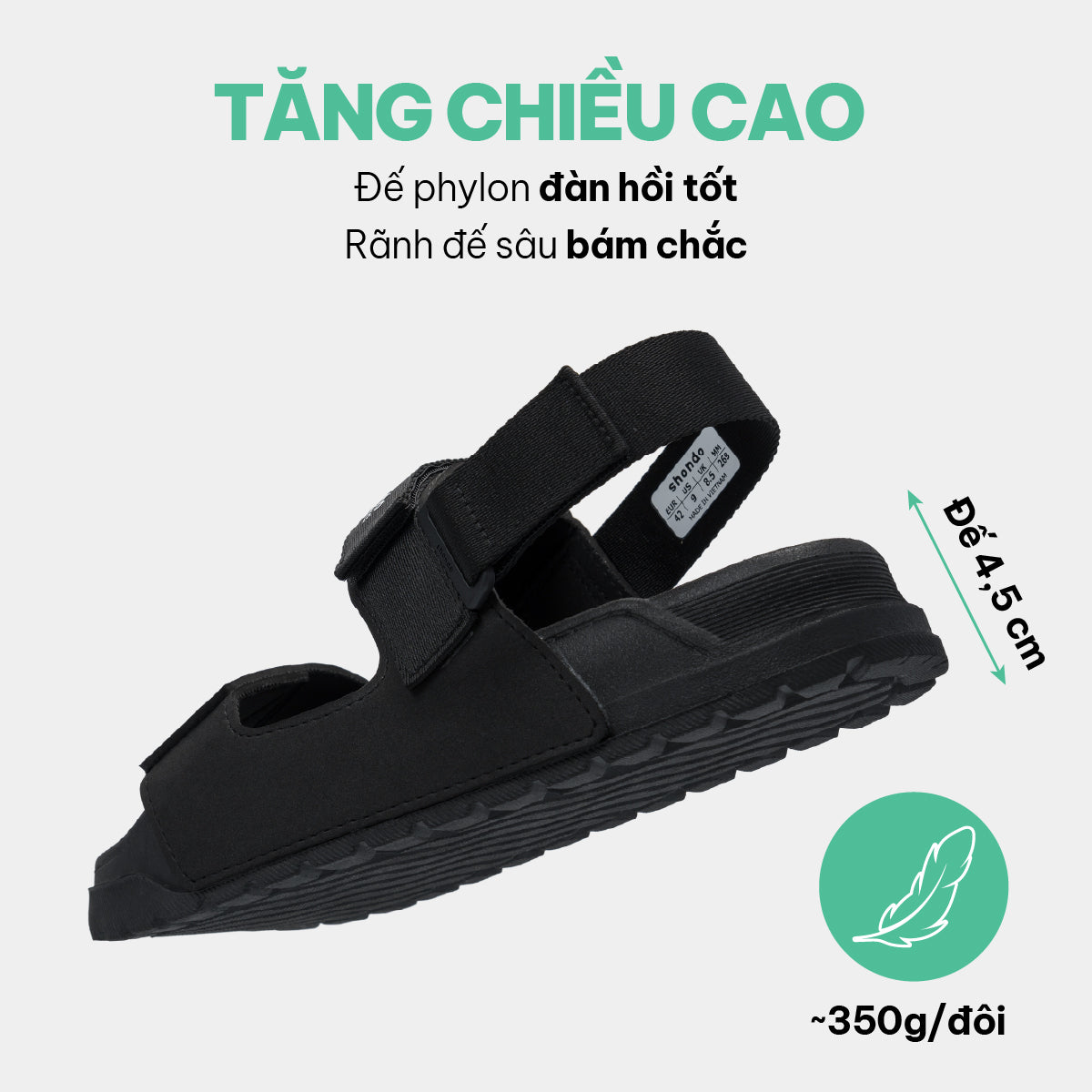 Sandal Platy 4 Lite quai ngang unisex đen