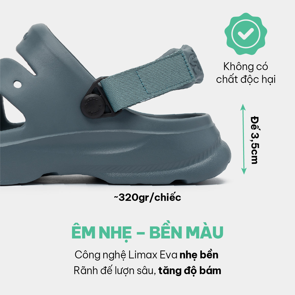 Sandal FX nam nhựa đúc xanh xám