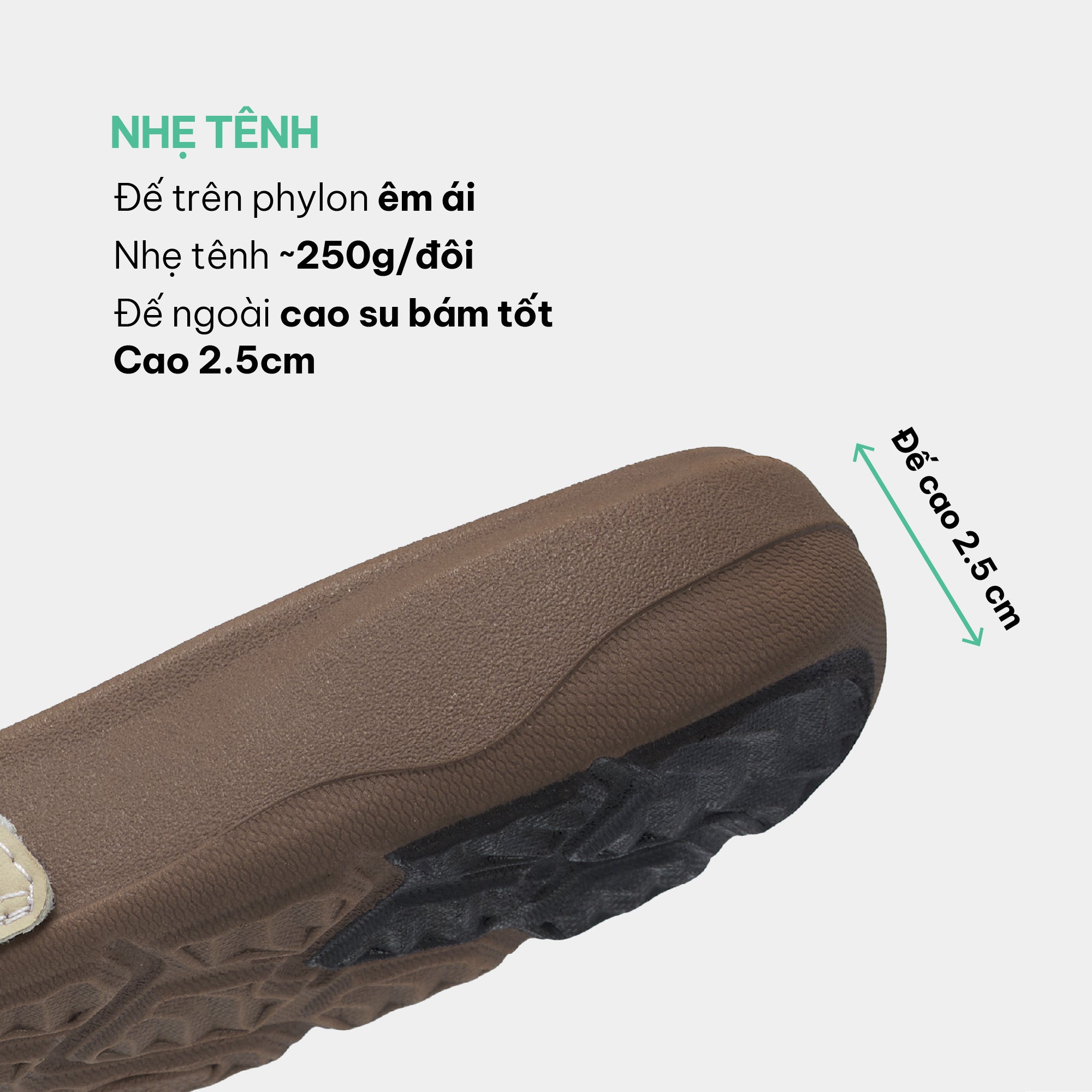 Dép Trendy 7 logo SH TPU nâu be