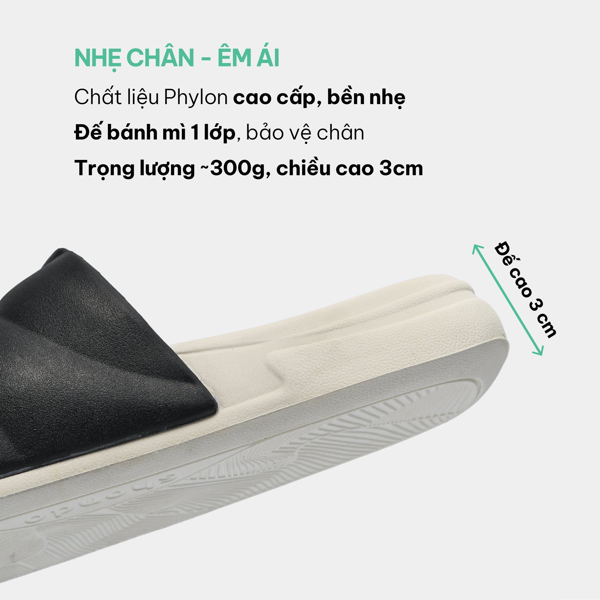 Dép bánh mì Trendy 5 quai nhựa đen