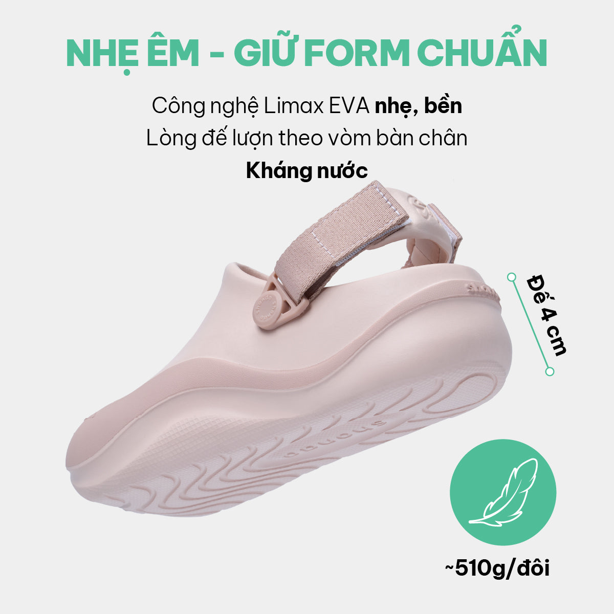 Giày Clog Suke Viền Đế Unisex Hồng