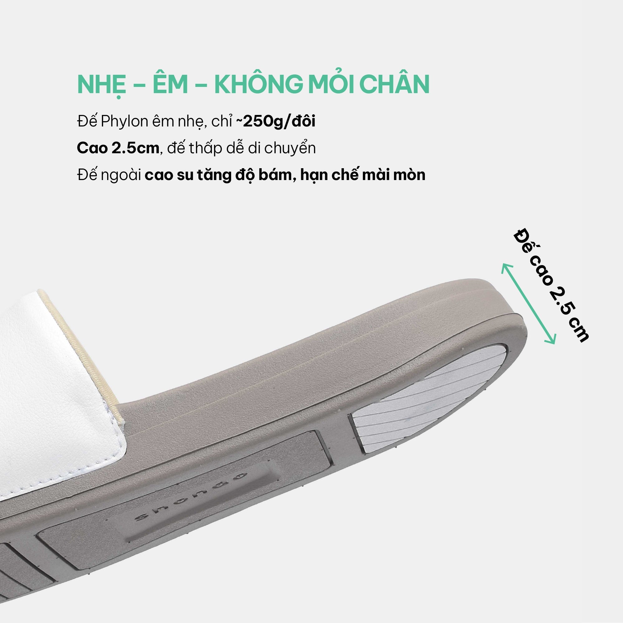 Dép Trendy 2 logo SH TPU nâu trắng