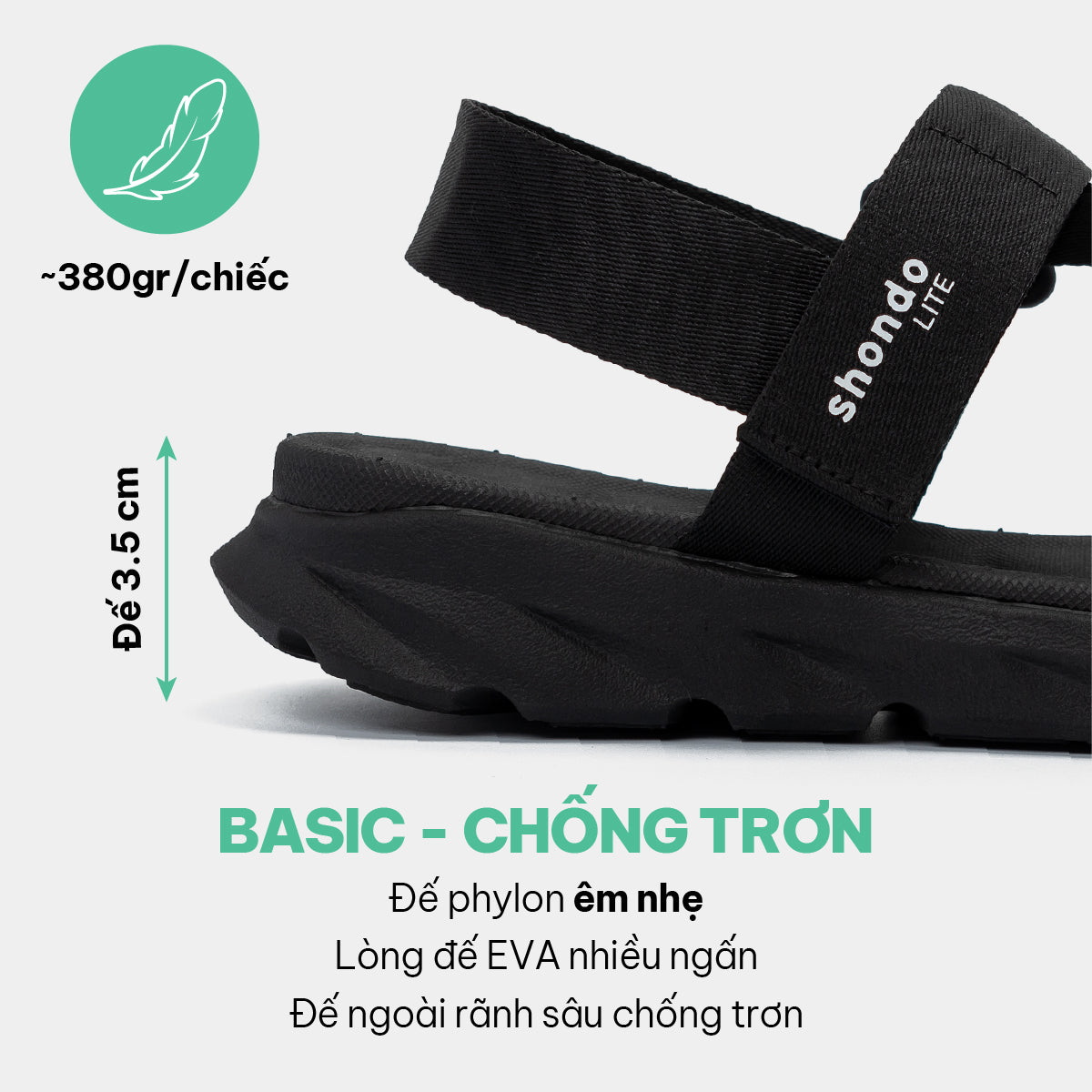 Sandal học sinh F6S Shondo Lite full đen