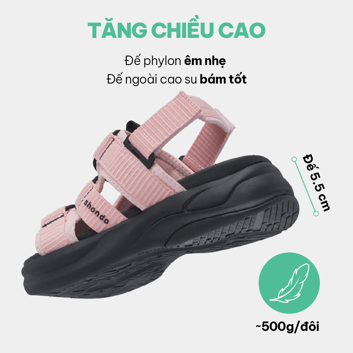 Giày Sandal F8B Hiking nữ hồng đen