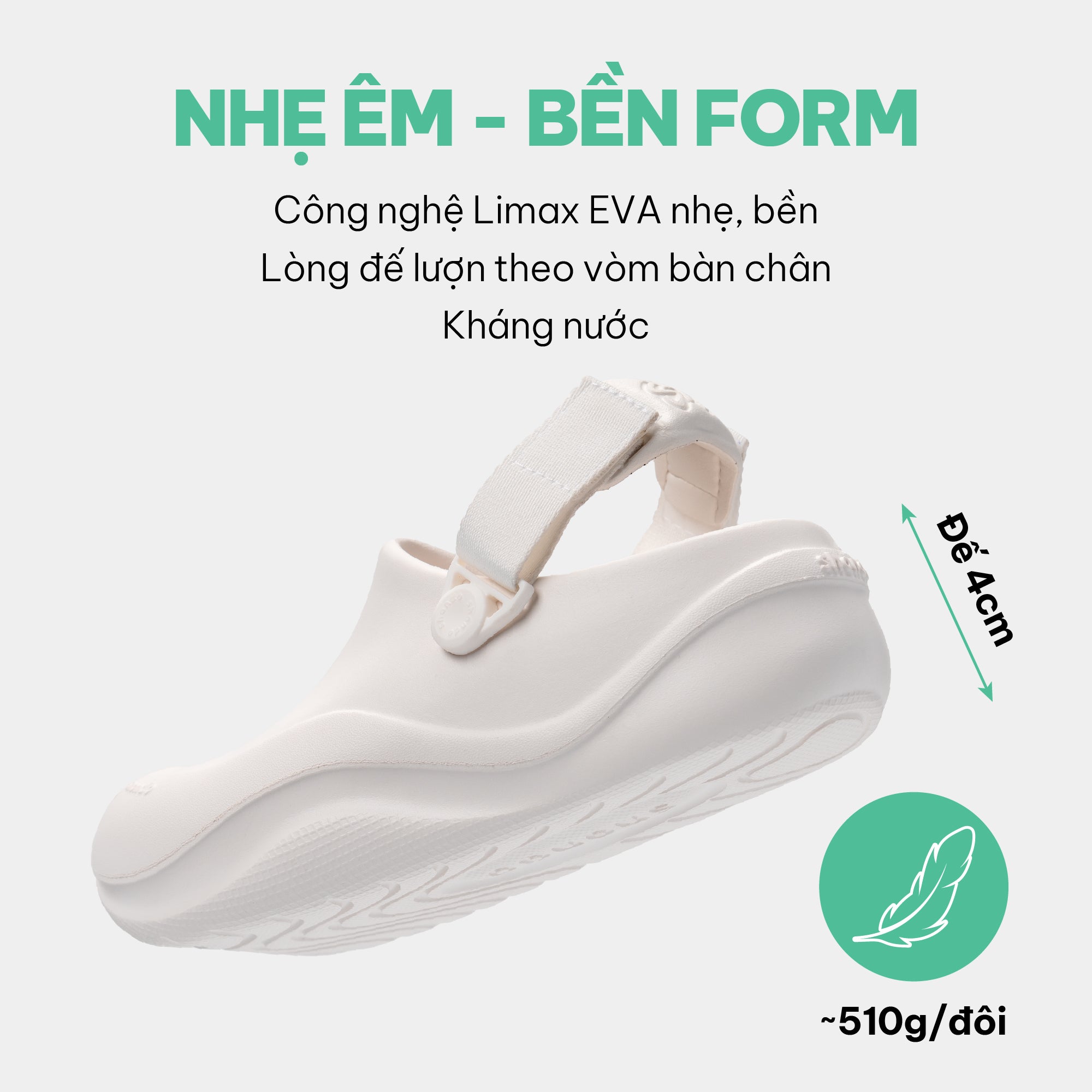 Giày Clog Suke nữ trắng