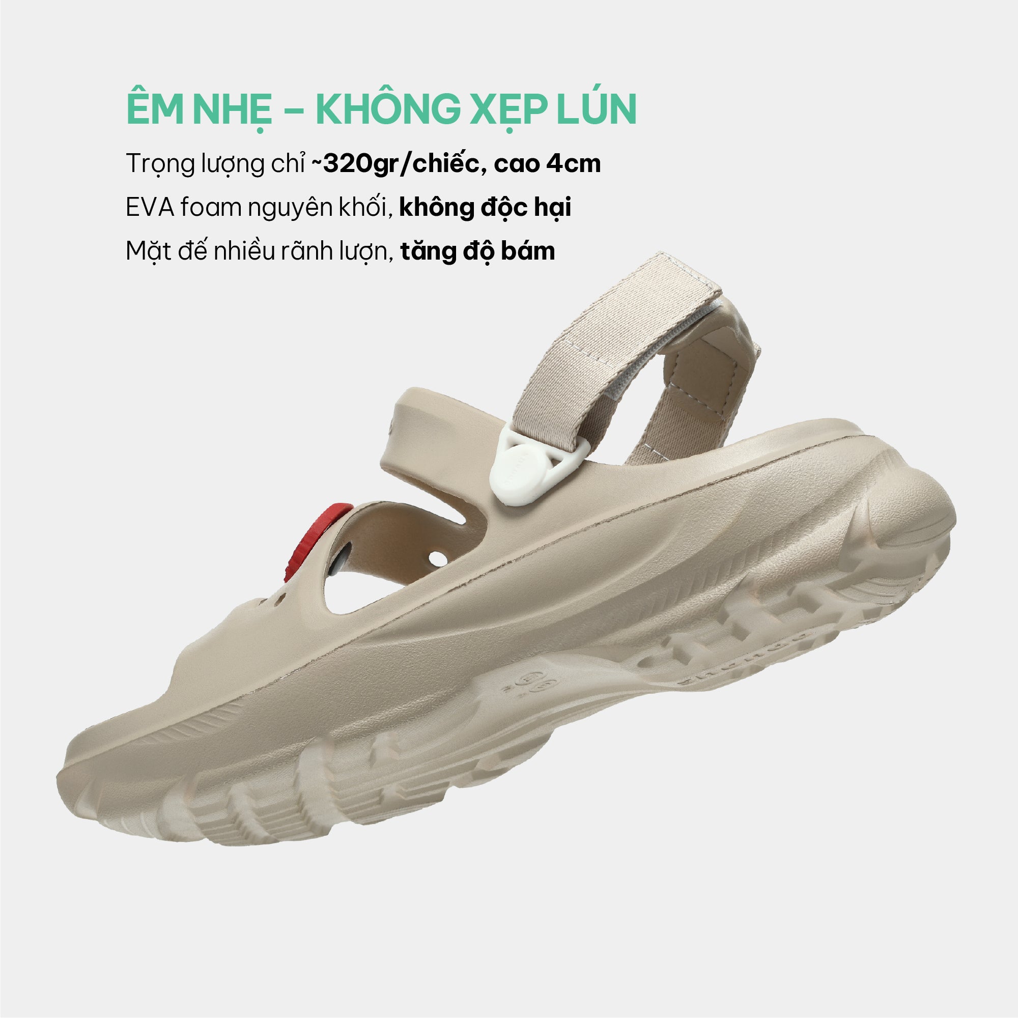Sandal FX nam nữ nhựa đúc be