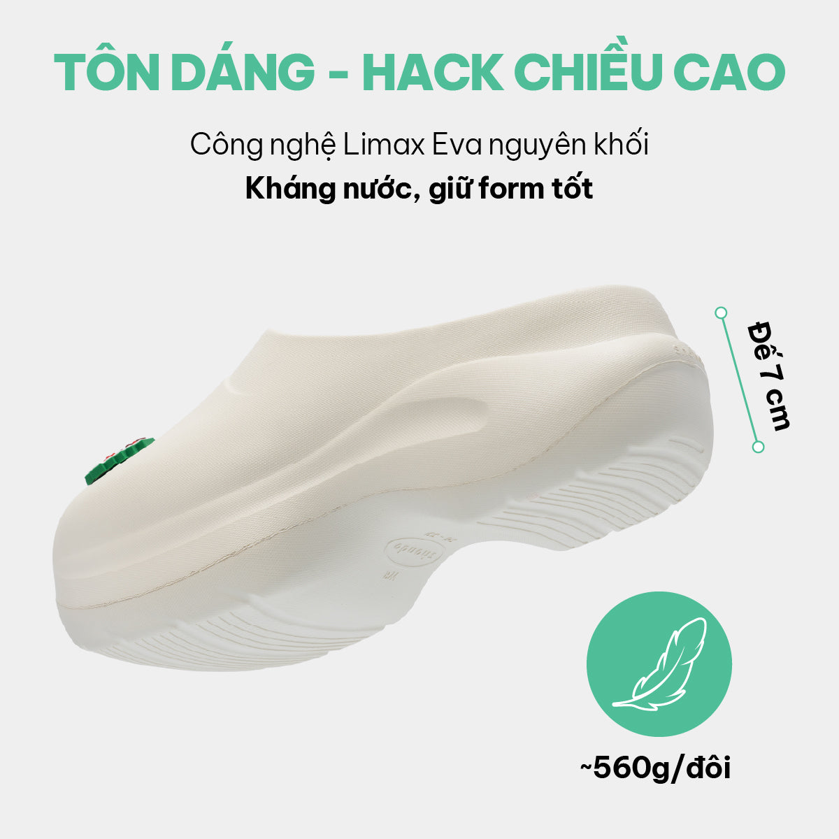 Clog MULE CHIC Limax Christmas nữ trắng kem