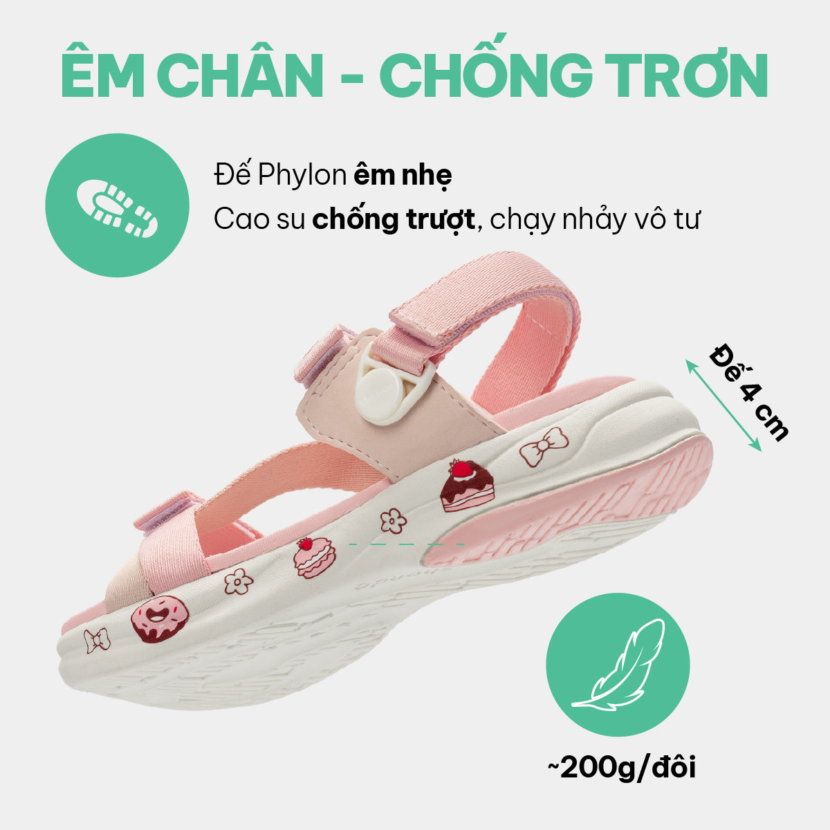 Sandal trẻ em Little 8 quai xoay hồng