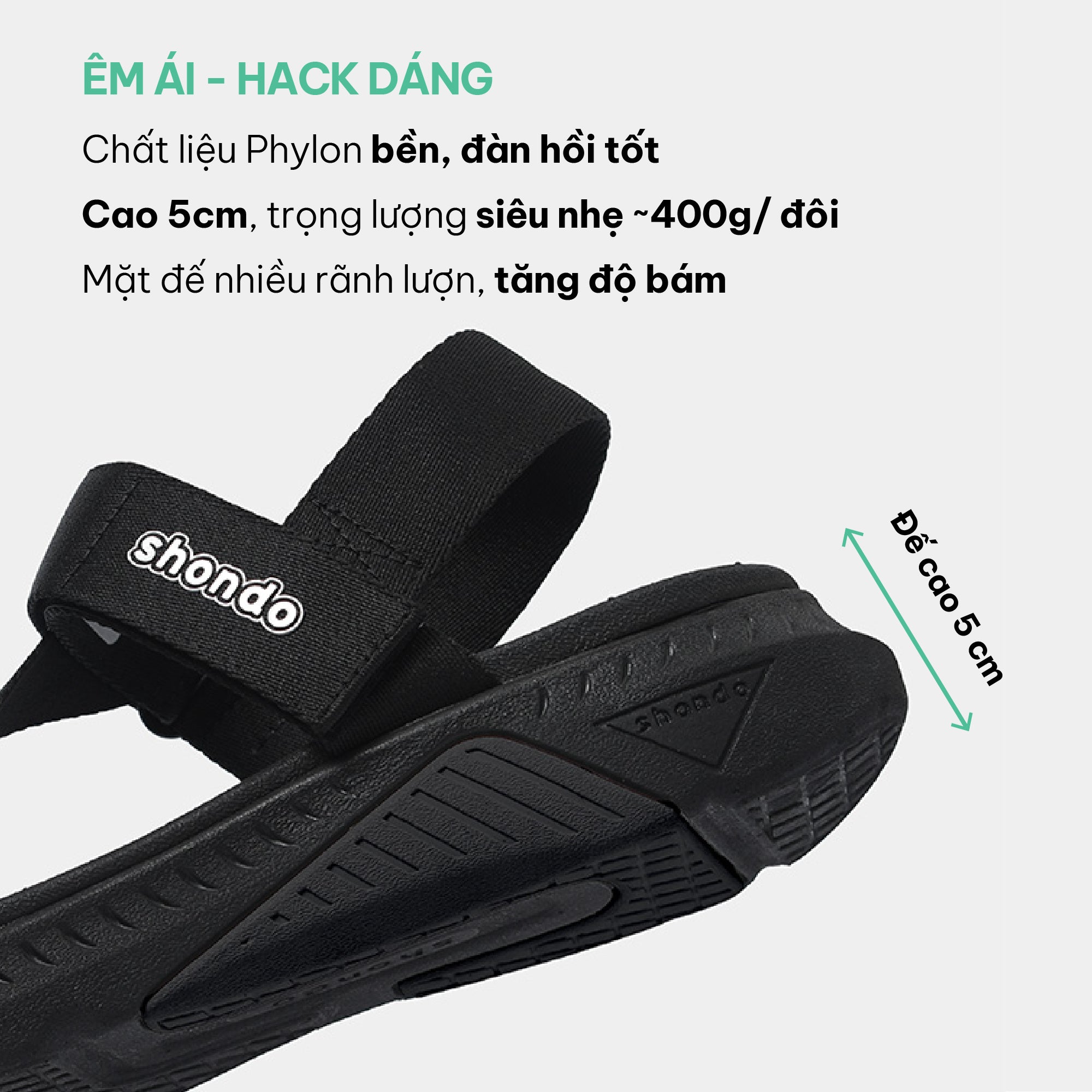 Sandals F7 Racing đen quai liền thun