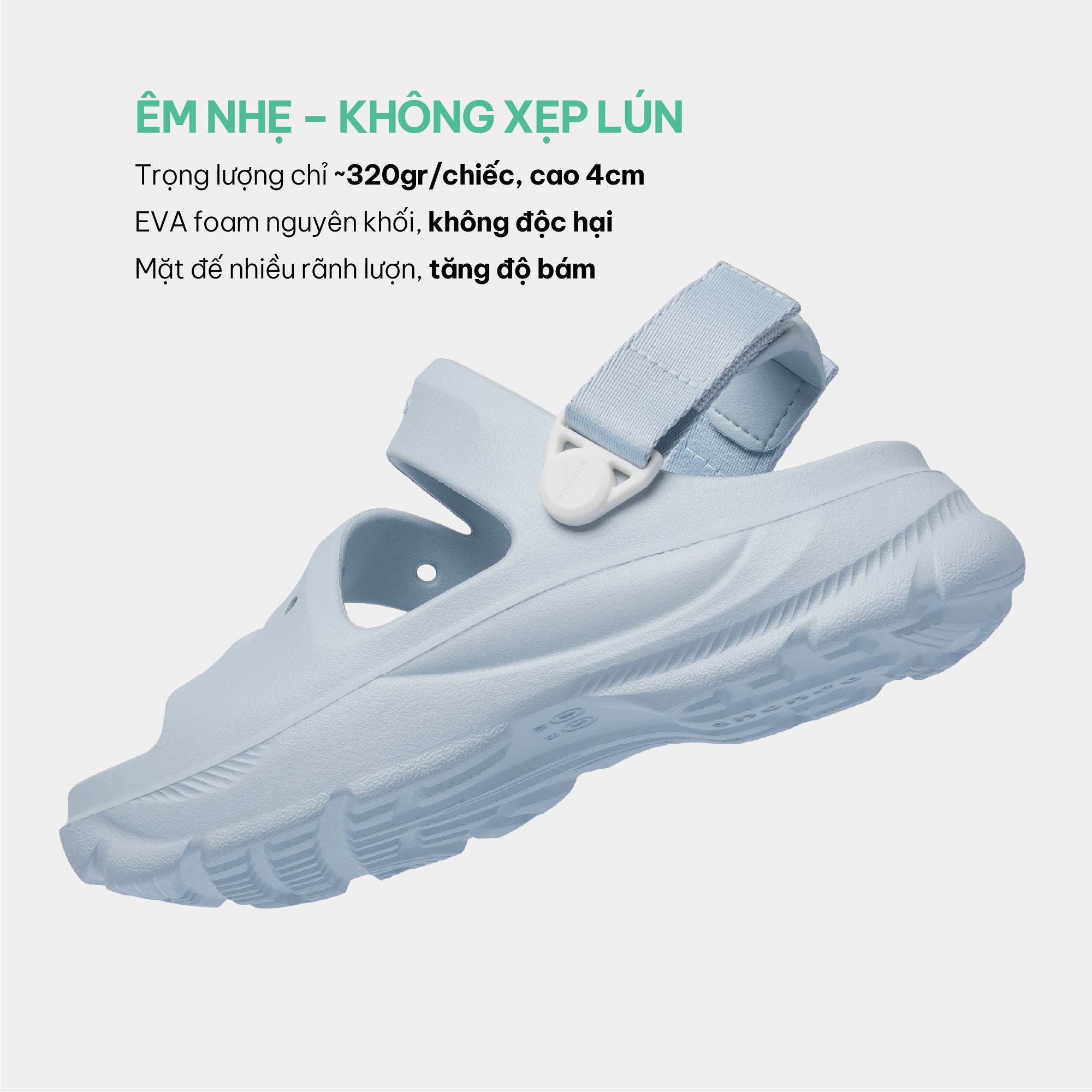 Sandal FX nhựa đúc đi mưa xanh trời