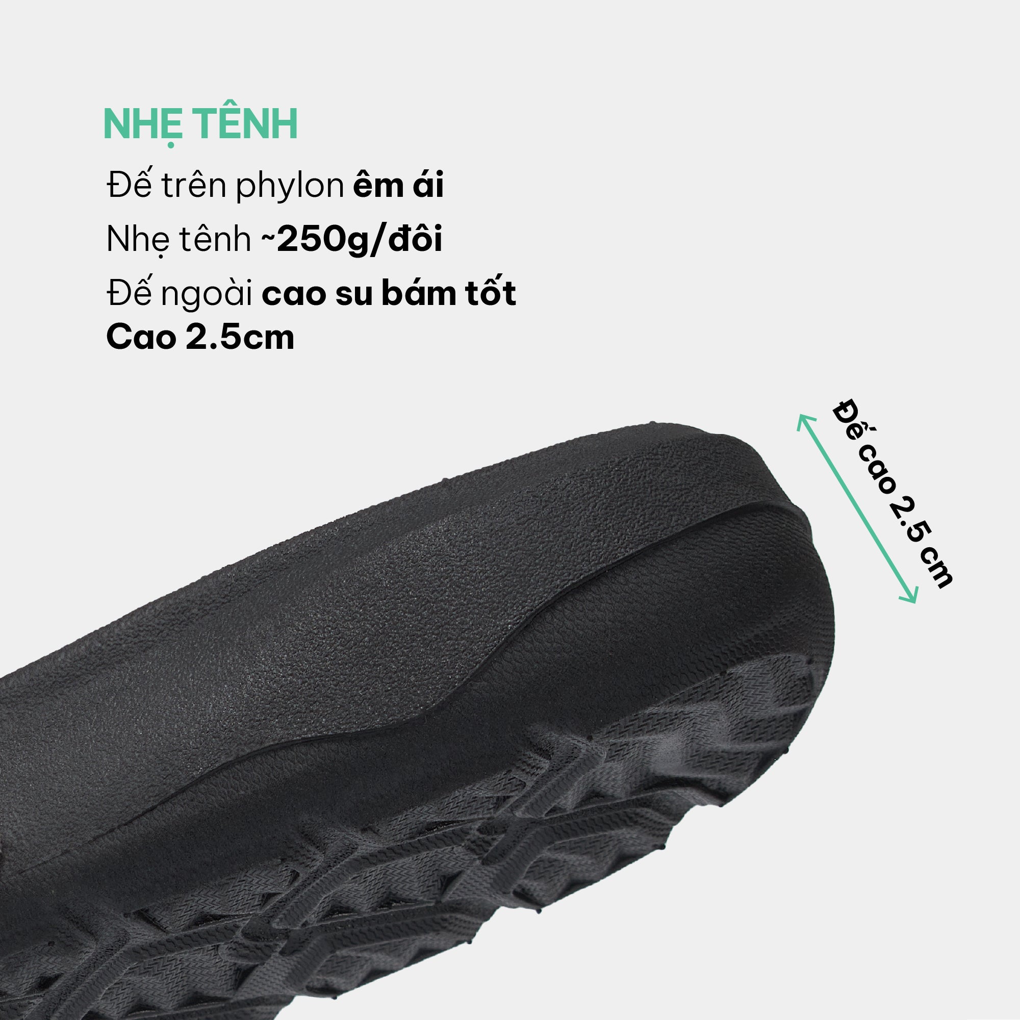 Dép Trendy 7 logo SH TPU đen metallic