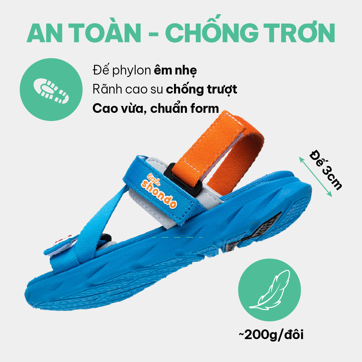 Sandal bé trai Little 6 xanh dương