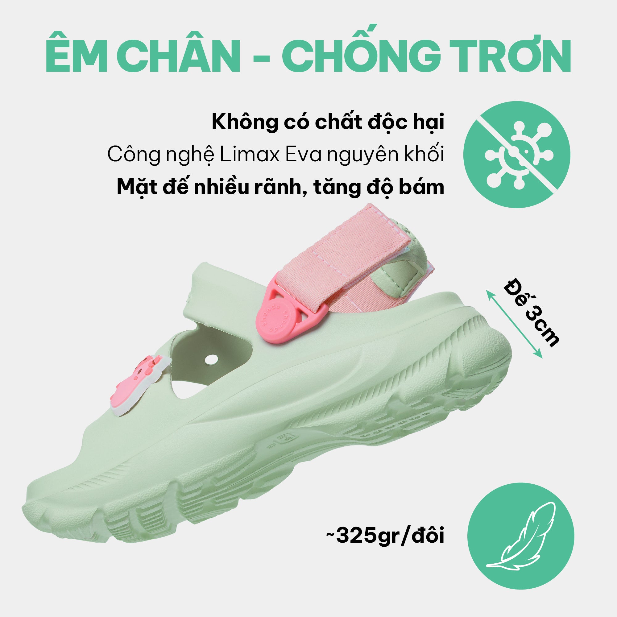 Sandal FX bé gái nhựa đúc xanh ngọc