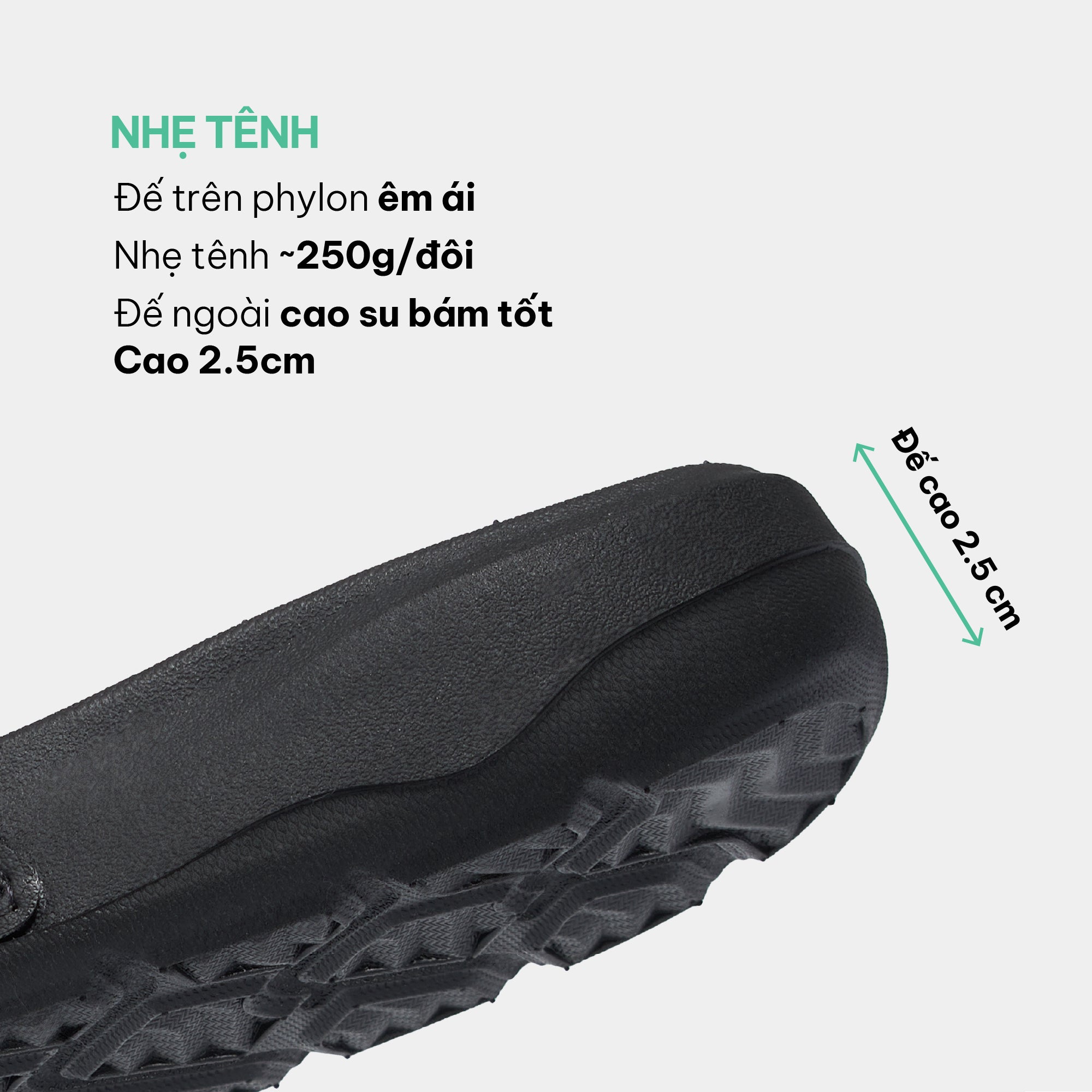 Dép Trendy 7 logo SH TPU đen