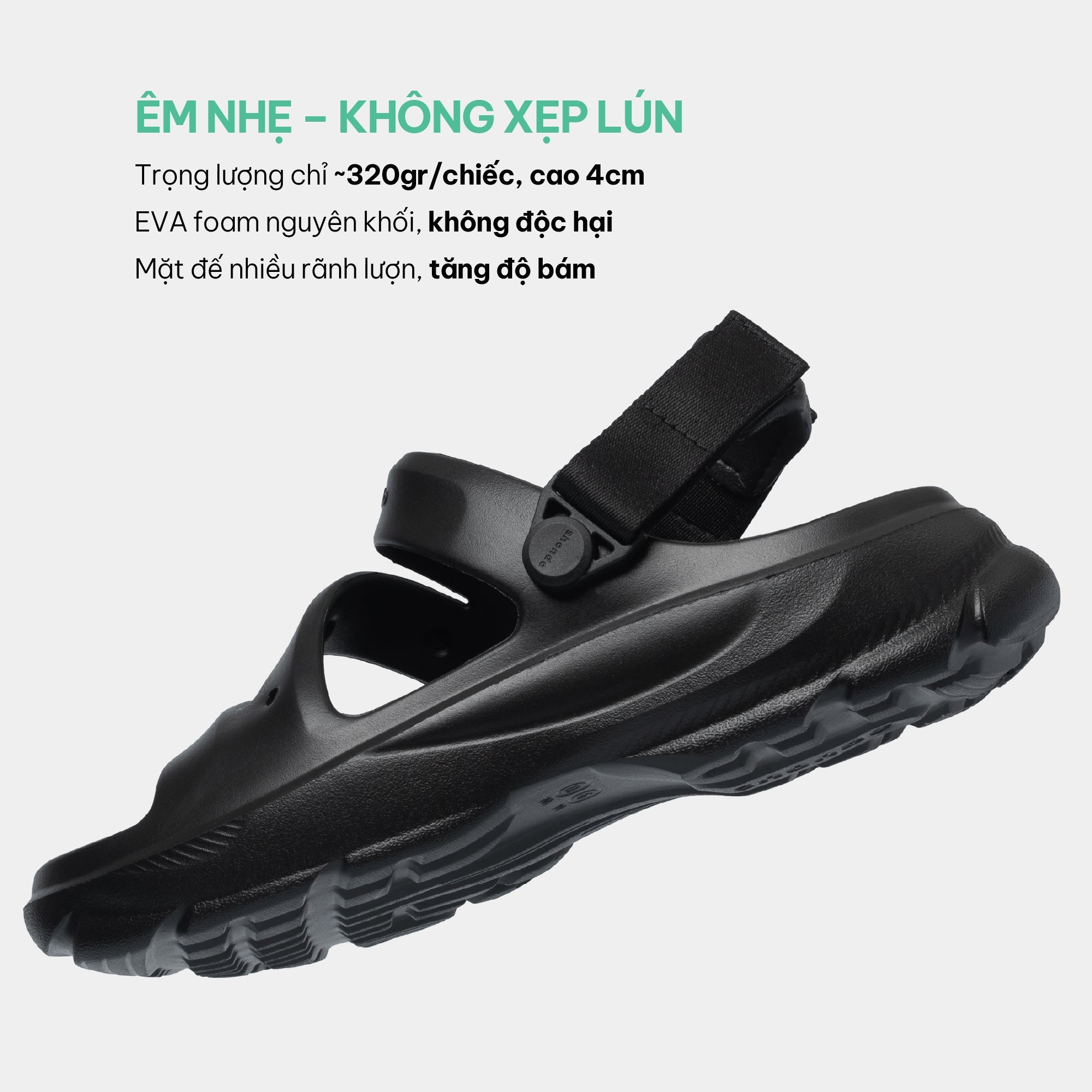 Sandal FX nhựa đúc đi mưa đen