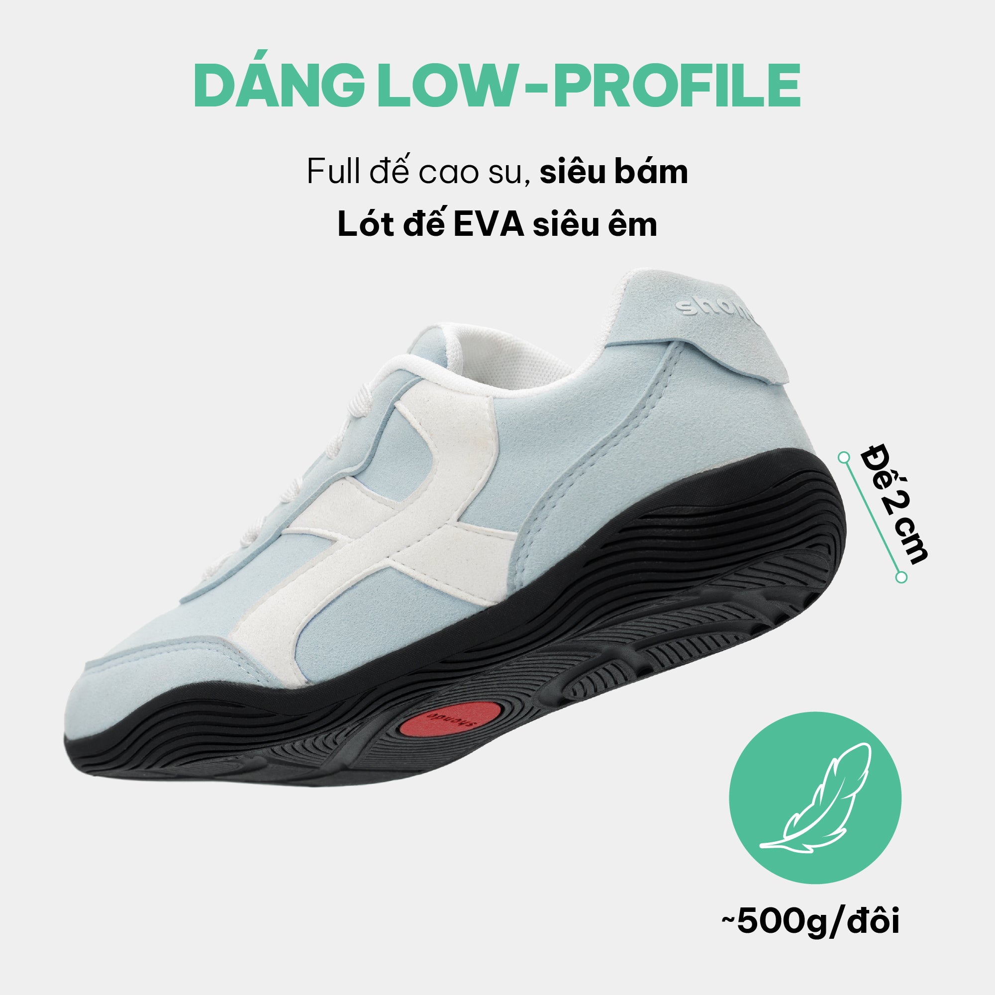 Giày Sneaker Shondo Class 7 Đế Thấp Nữ Màu Xanh Dương